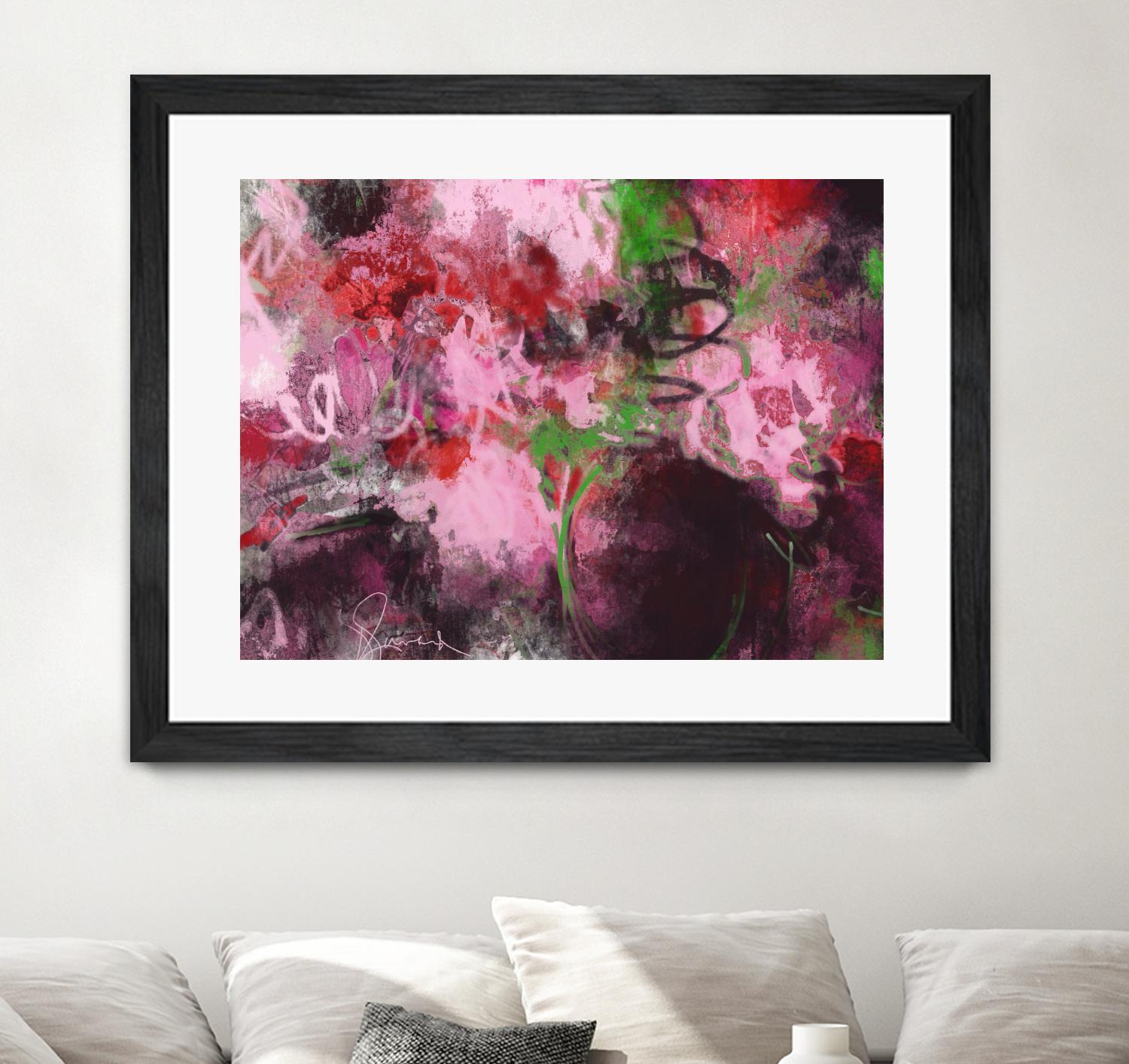 Pink Flowers by Doris Savard on GIANT ART - red abstract