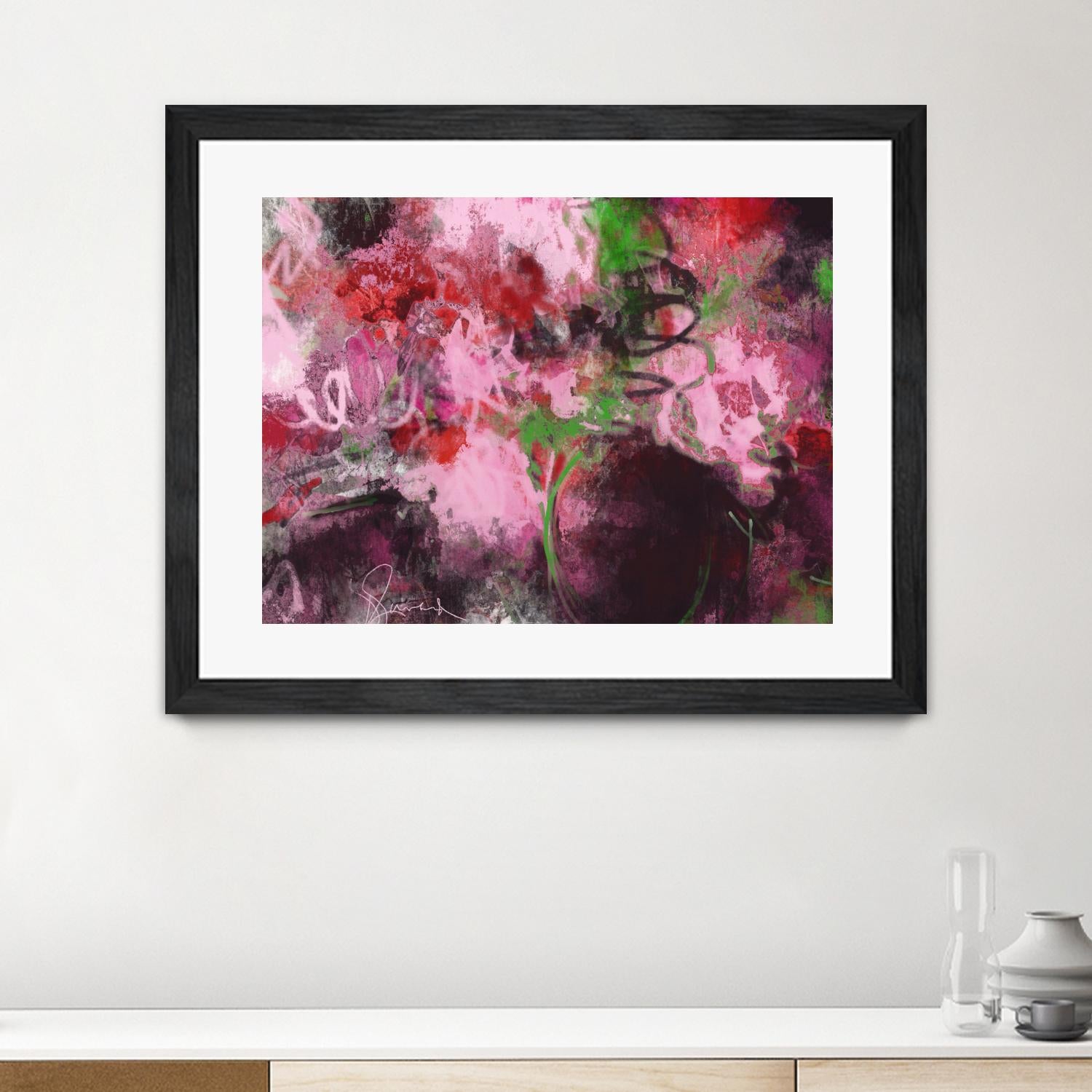 Pink Flowers by Doris Savard on GIANT ART - red abstract
