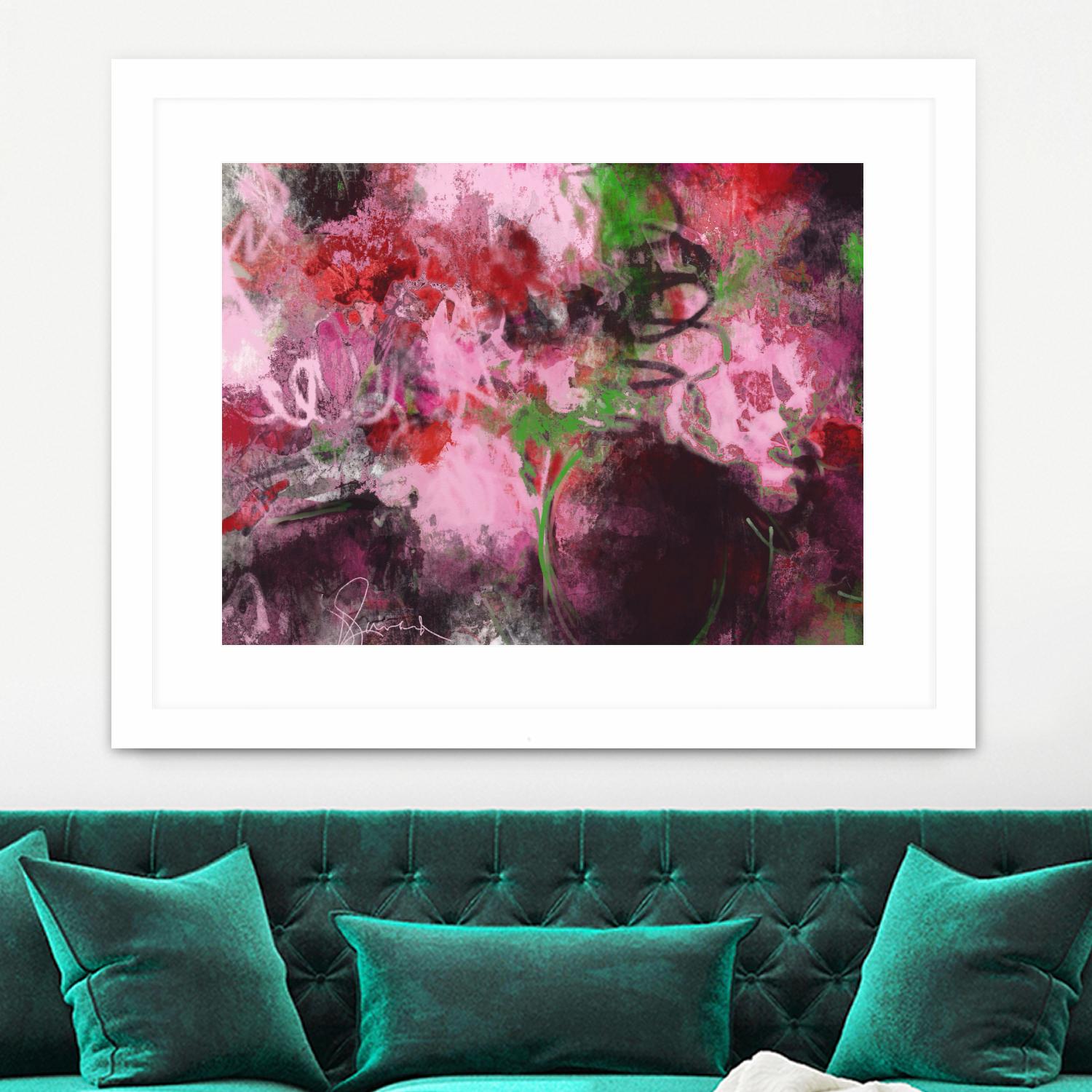 Pink Flowers by Doris Savard on GIANT ART - red abstract