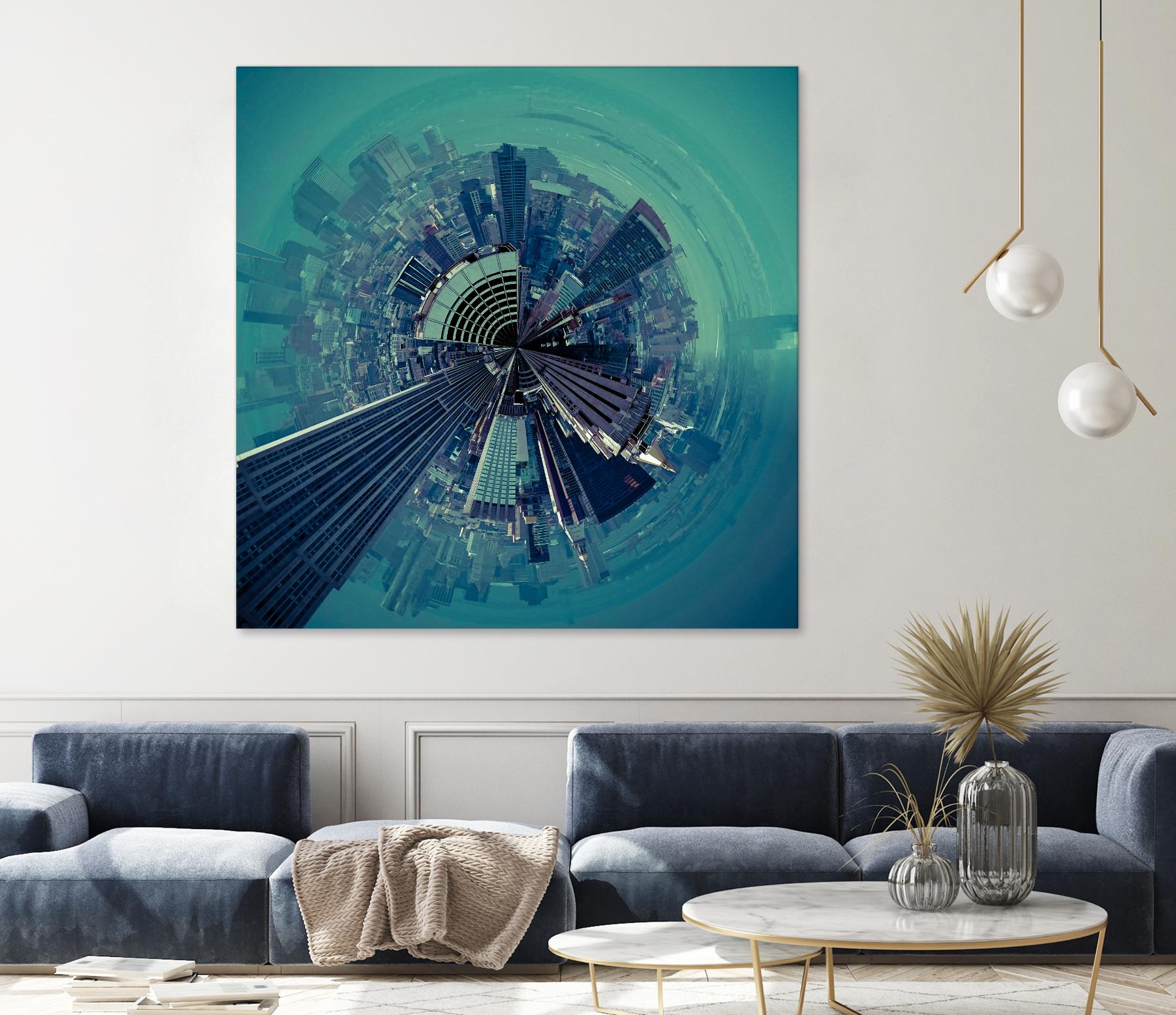 City Center III by Jean-François Dupuis on GIANT ART - turquoise city scene