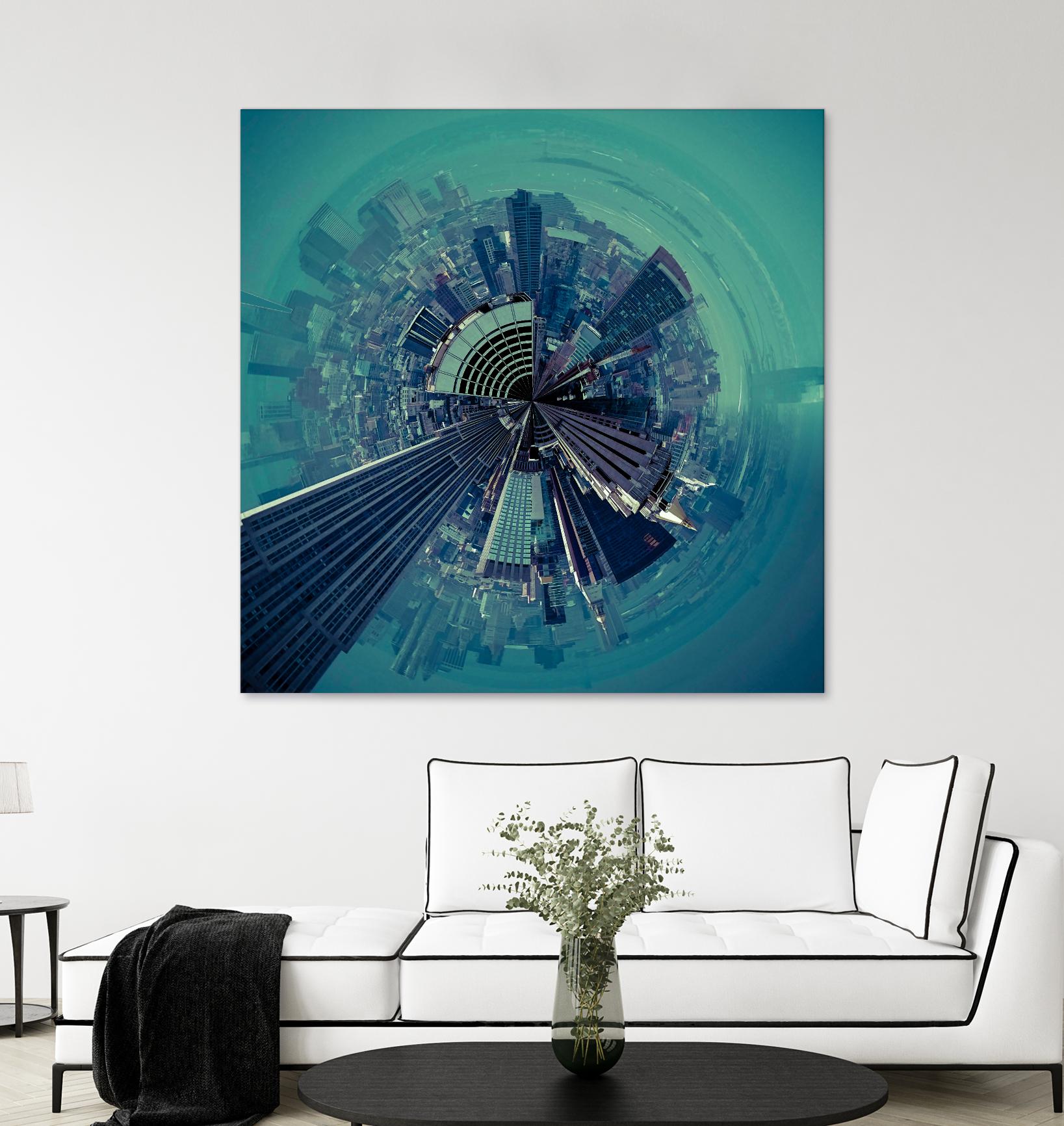 City Center III by Jean-François Dupuis on GIANT ART - turquoise city scene