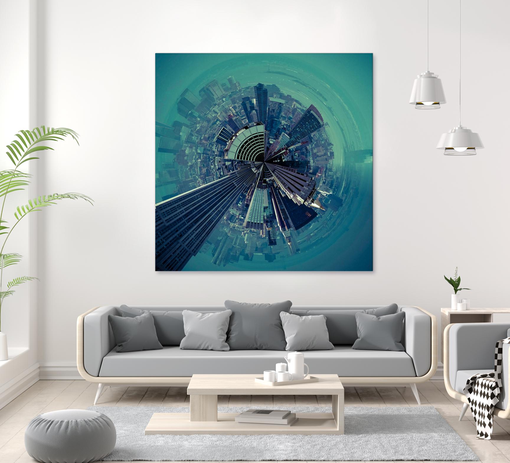 City Center III by Jean-François Dupuis on GIANT ART - turquoise city scene