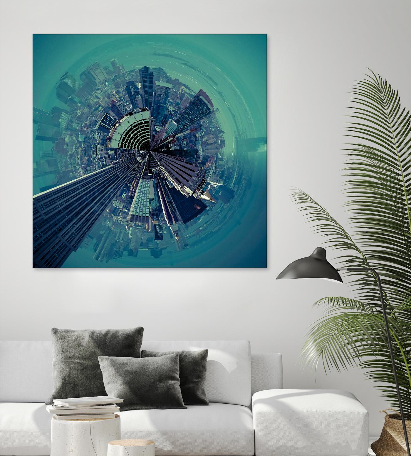 City Center III by Jean-François Dupuis on GIANT ART - turquoise city scene