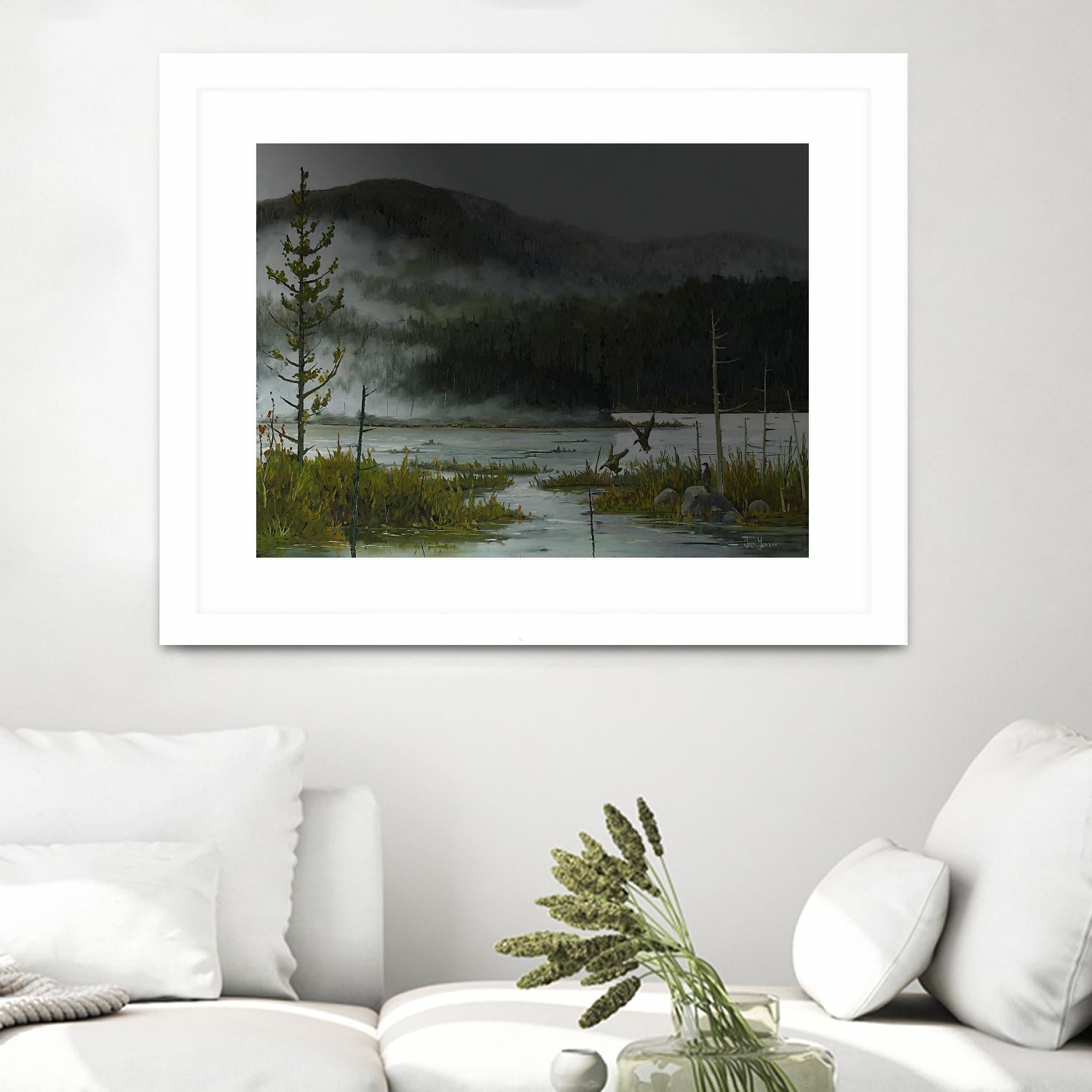 Le lac vaseau by Yvon Lemieux on GIANT ART - green landscape