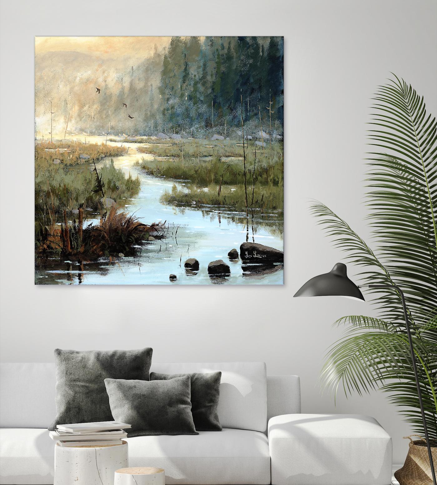 Un matin à Salzbourg by Yvon Lemieux on GIANT ART - green landscape