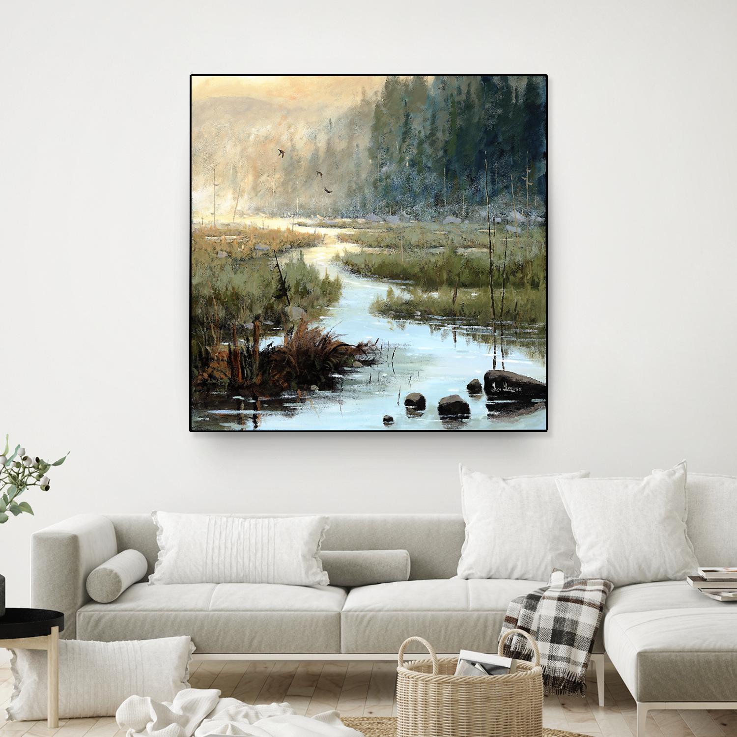 Un matin à Salzbourg by Yvon Lemieux on GIANT ART - green landscape