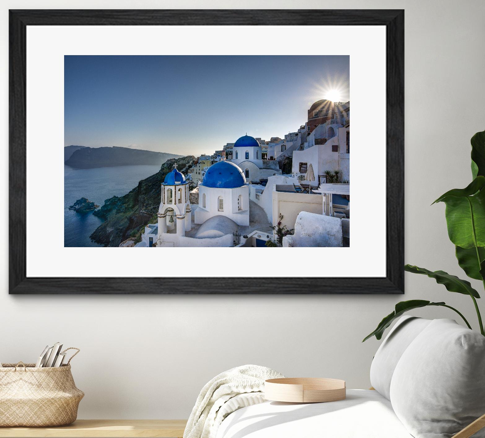 Beautiful blue domes of Santorini, Greece by Nick Jackson on GIANT ART - blue photographe