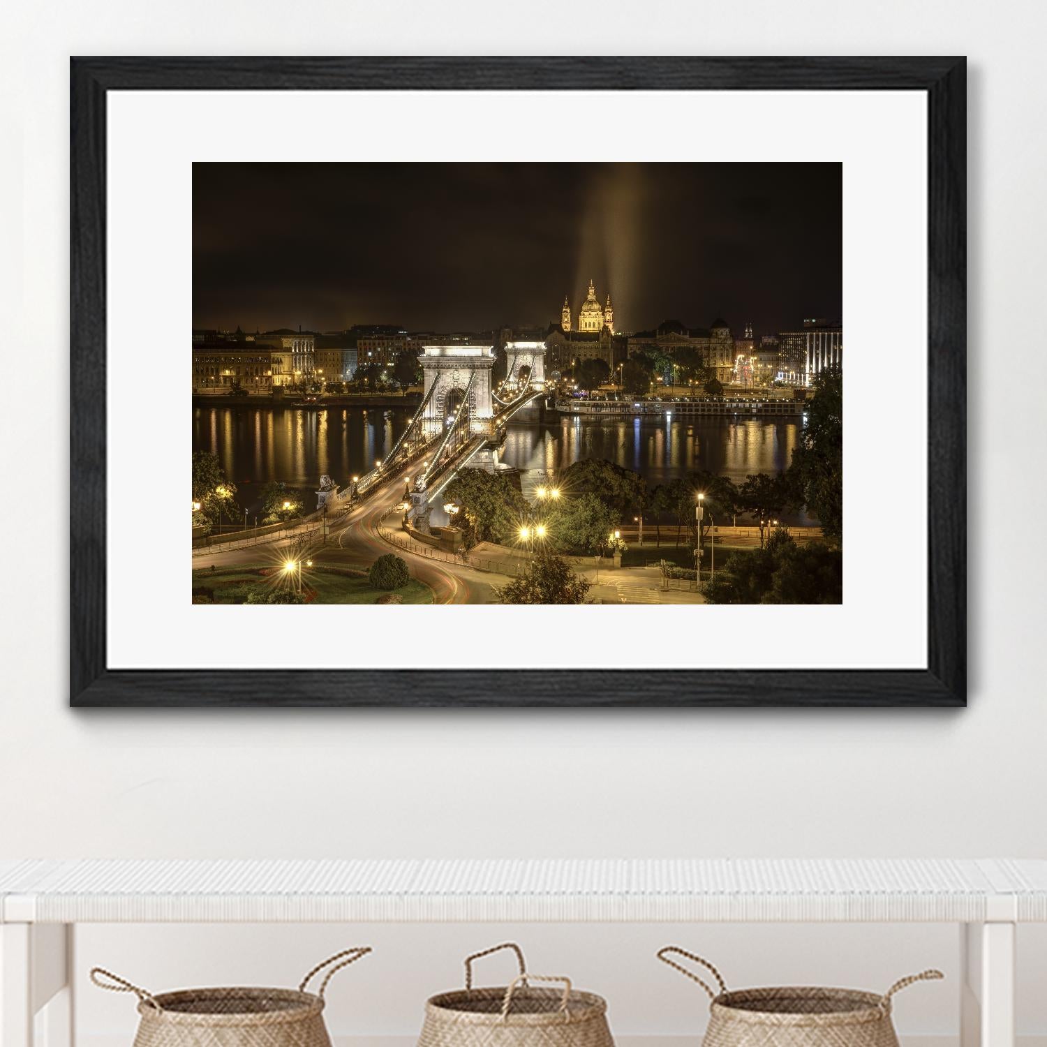 Budapest Chain Bridge traffic by Nick Jackson on GIANT ART - beige landscape