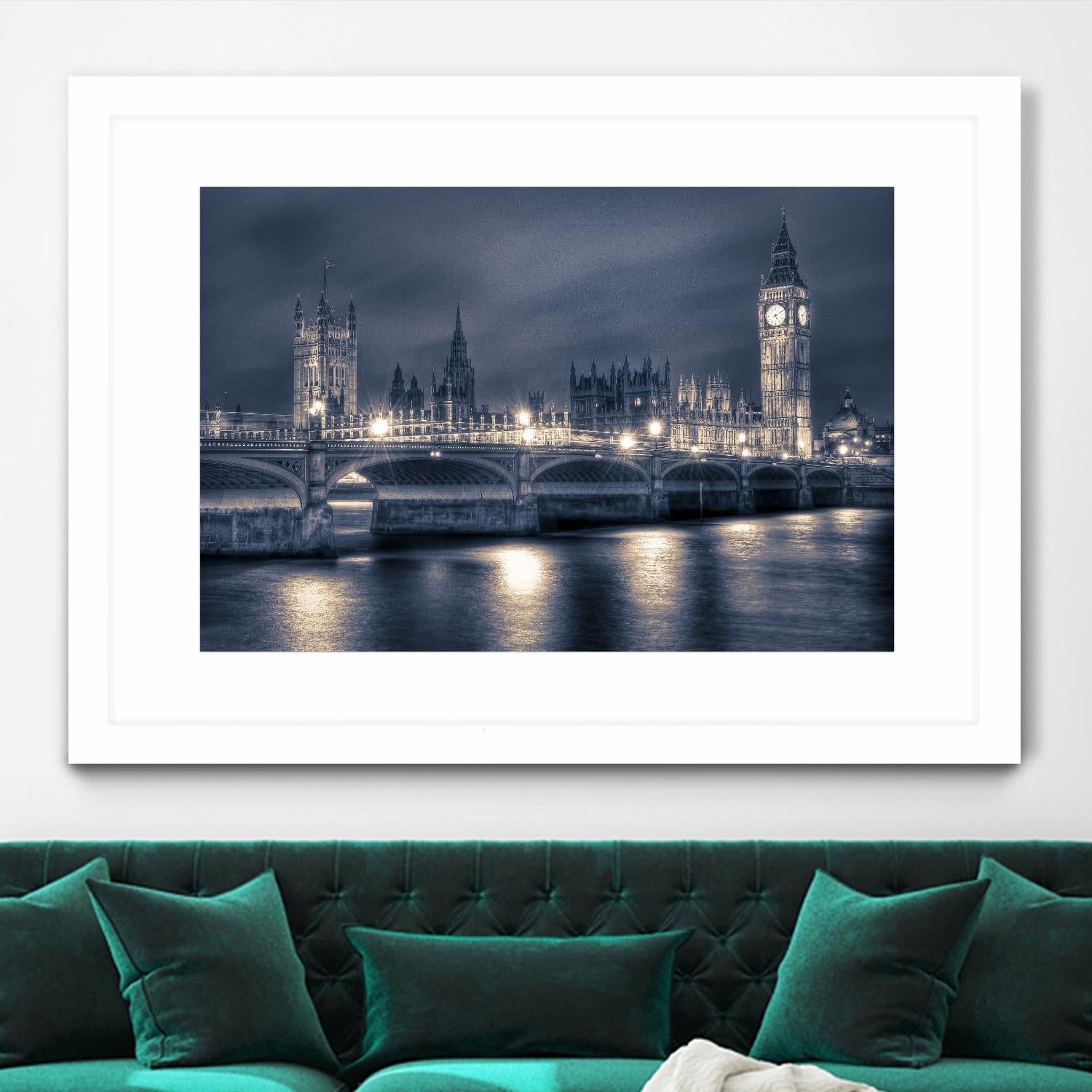 Night time at the Houses of Parliament by Nick Jackson on GIANT ART - blue city scene
