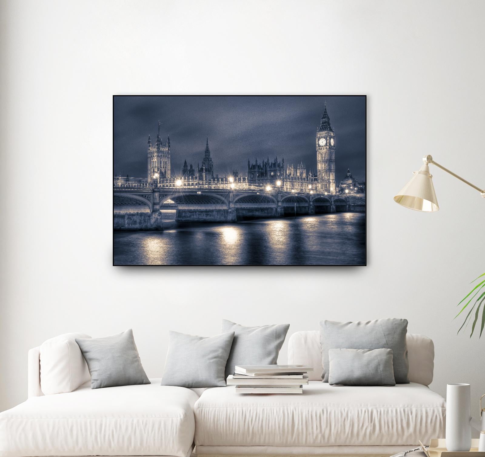 Night time at the Houses of Parliament by Nick Jackson on GIANT ART - blue city scene