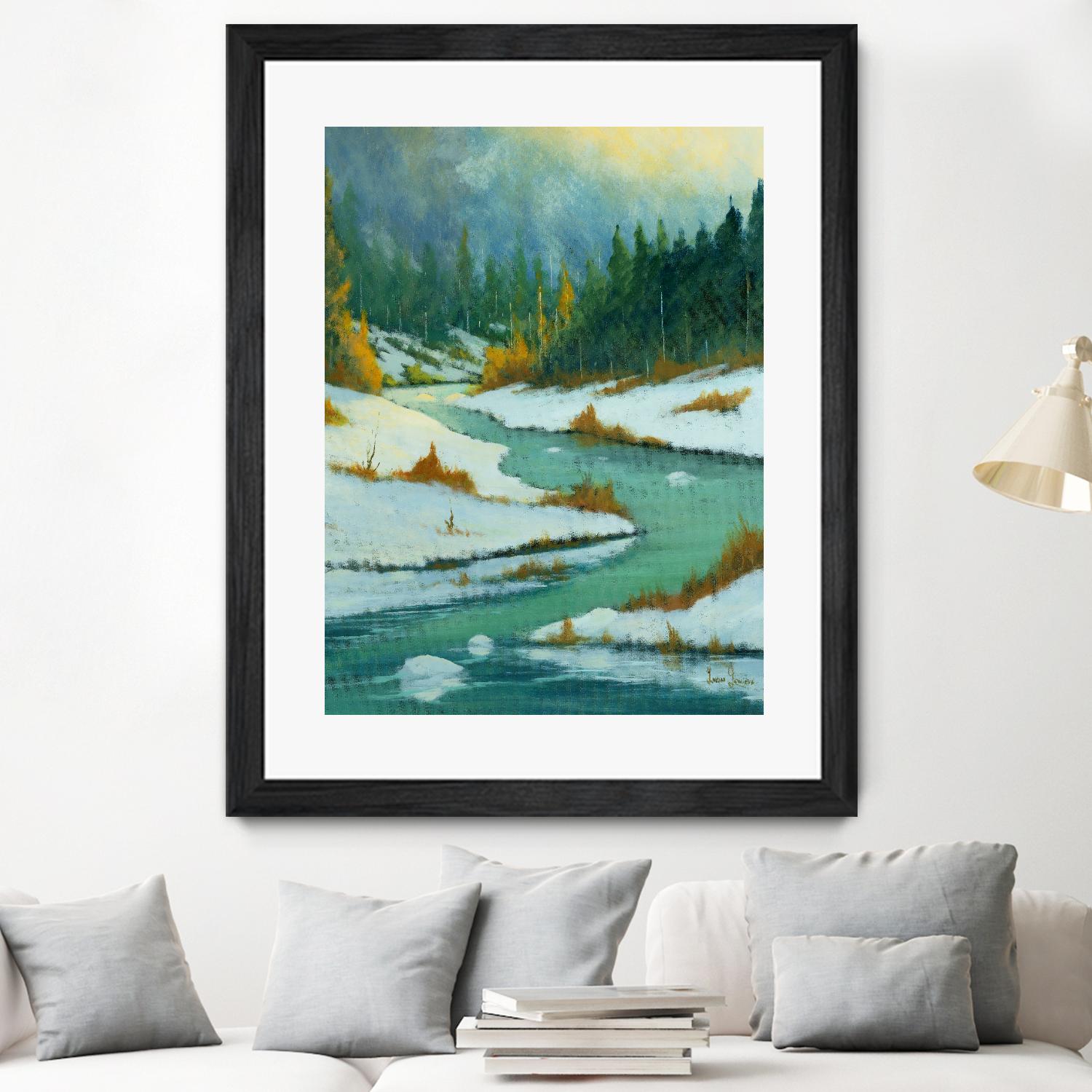 Le dégel by Yvon Lemieux on GIANT ART - green landscape artistes du québec