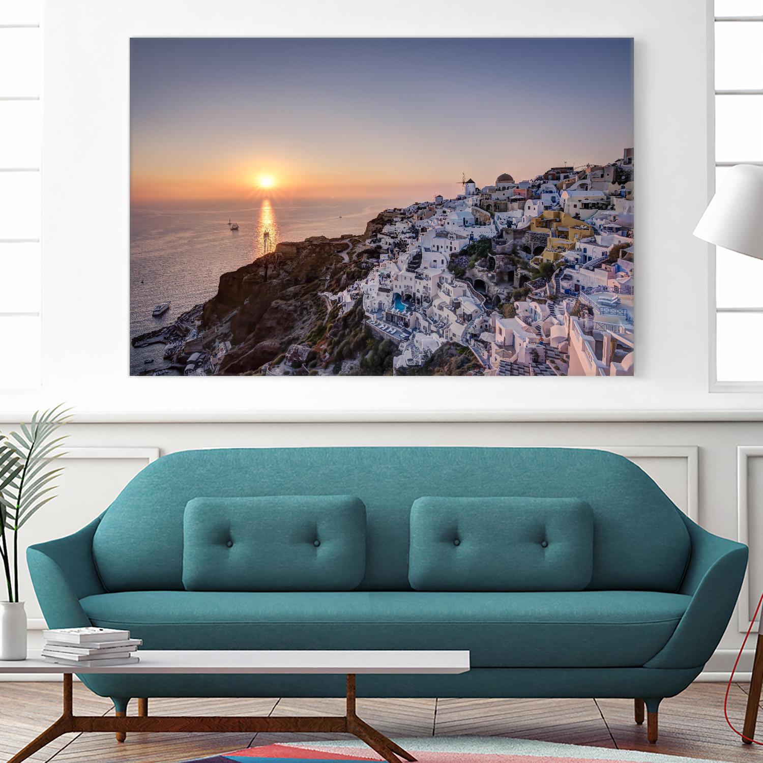 Sailing into the sunset, Oia, Greece by Nick Jackson on GIANT ART - blue landscape