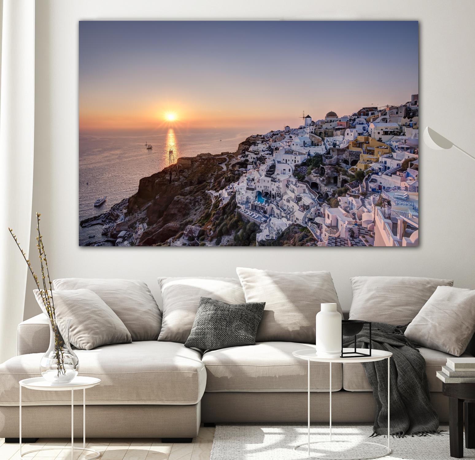 Sailing into the sunset, Oia, Greece by Nick Jackson on GIANT ART - blue landscape