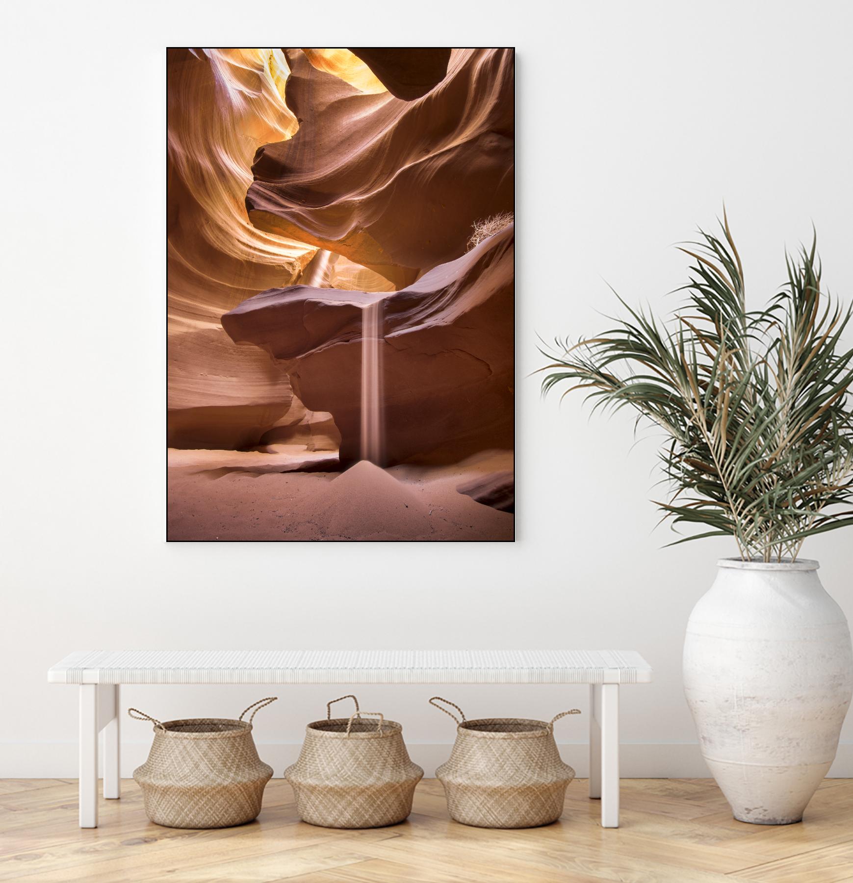 Sand pours through Antelope Canyon by Nick Jackson on GIANT ART - yellow landscape
