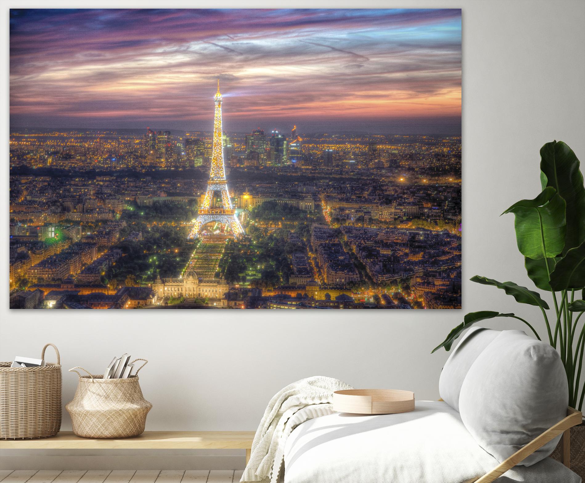 The sparkling lights of the Eiffel Tower by Nick Jackson on GIANT ART - pink city scene