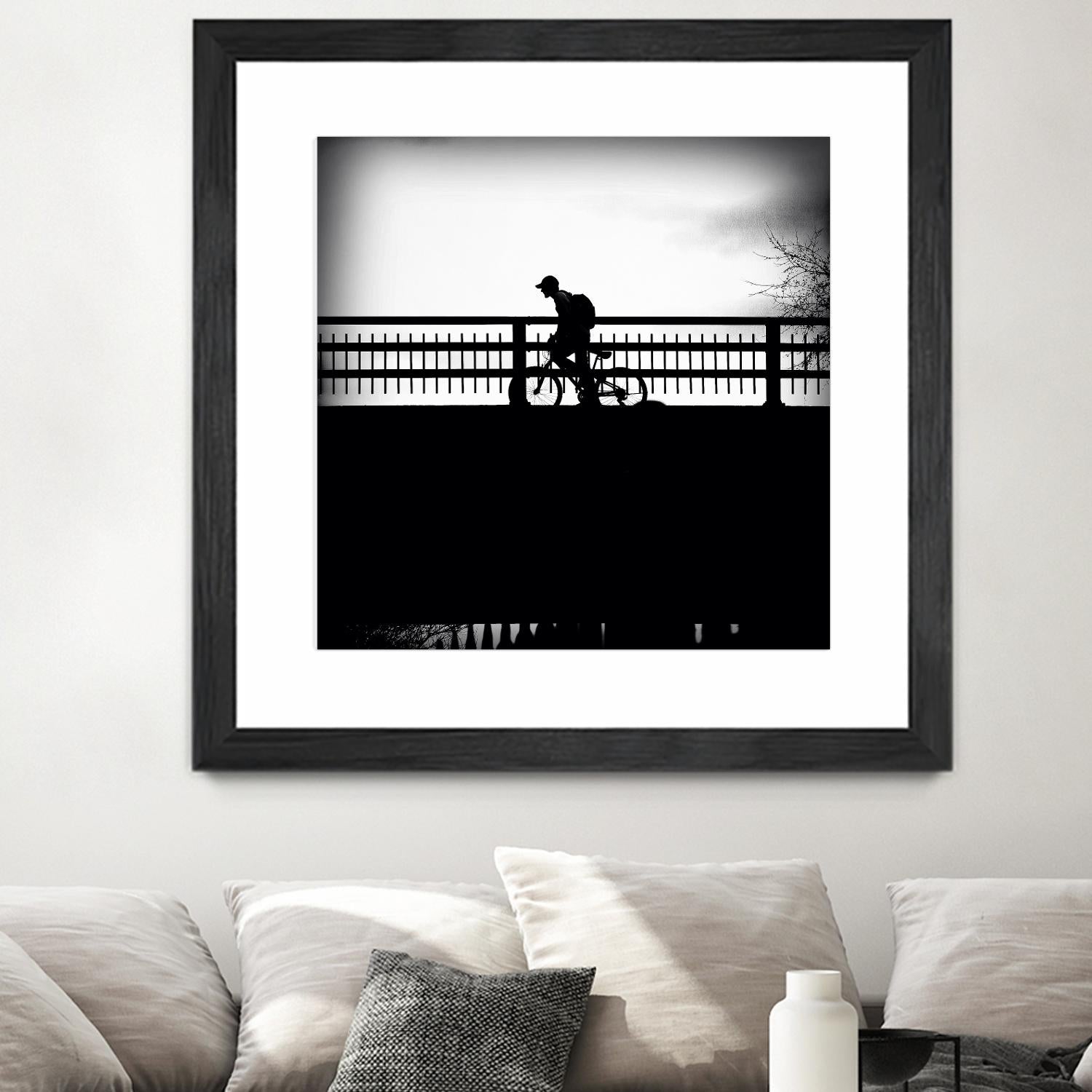 Lone Rider by Jean-François Dupuis on GIANT ART - white black & white bicyclette