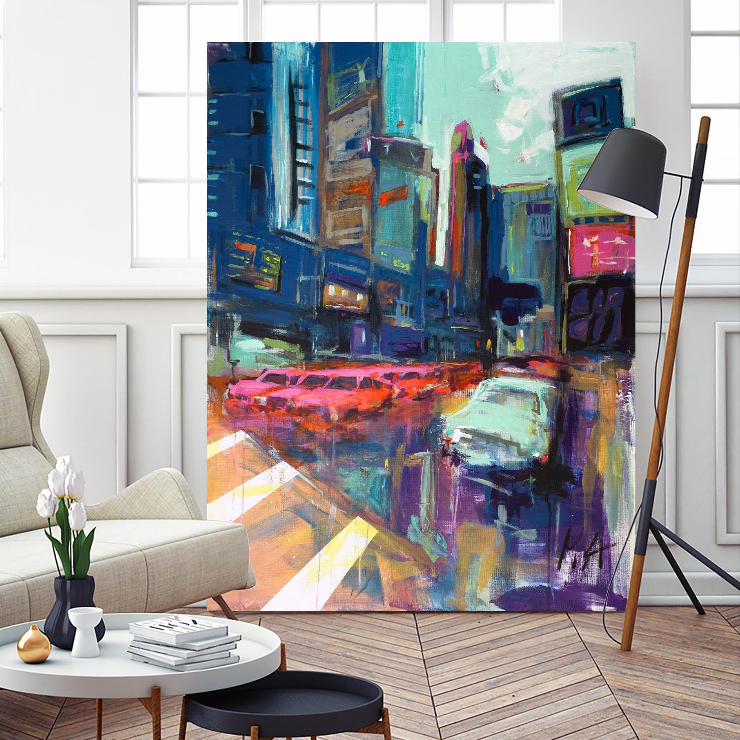 Trafic City by Marc Archambault on GIANT ART - pink city scene