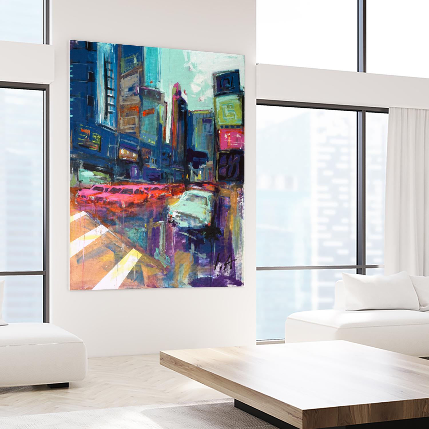 Trafic City by Marc Archambault on GIANT ART - pink city scene