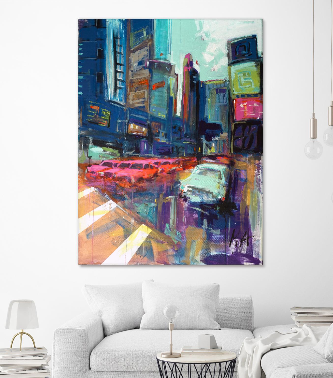 Trafic City by Marc Archambault on GIANT ART - pink city scene