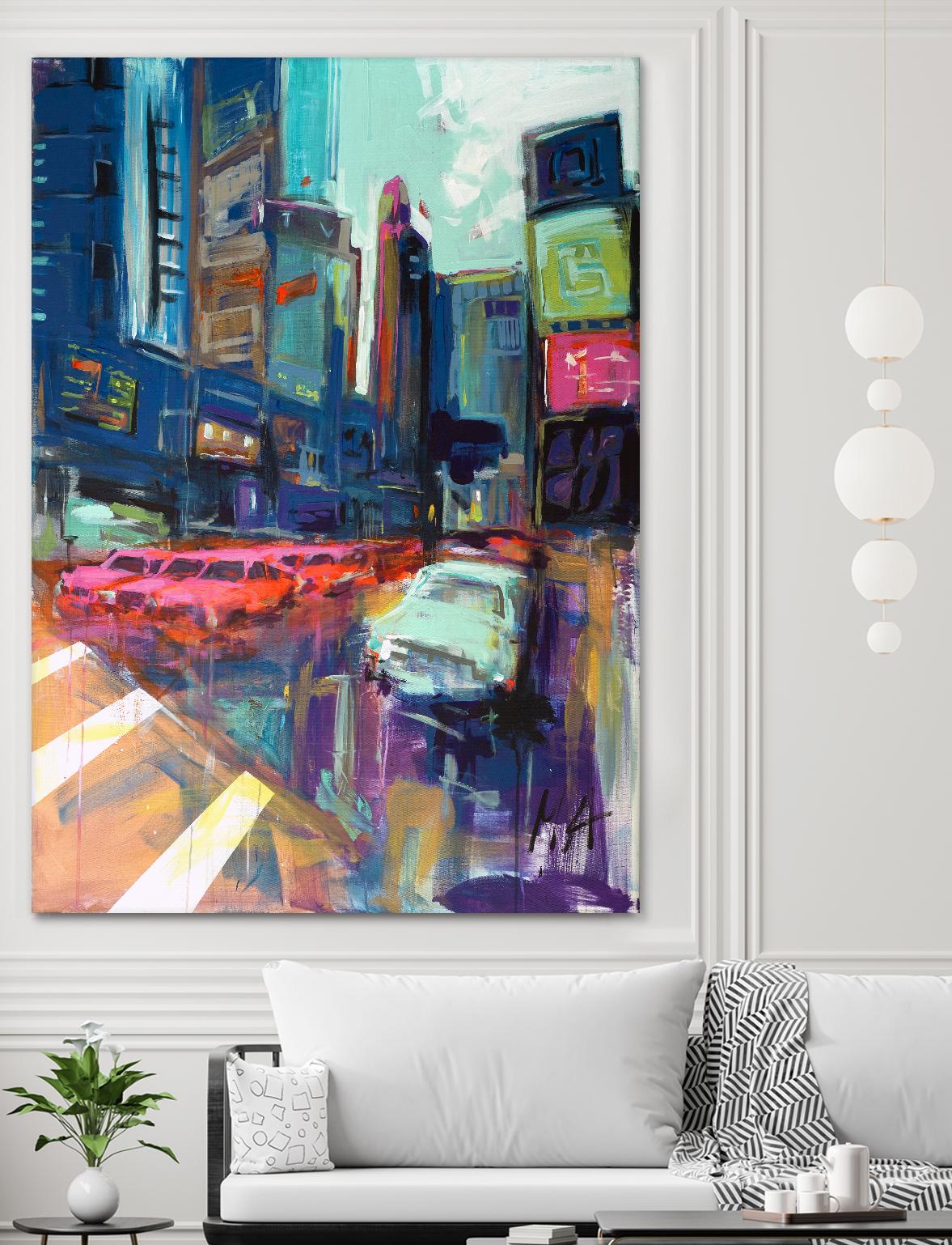 Trafic City by Marc Archambault on GIANT ART - pink city scene