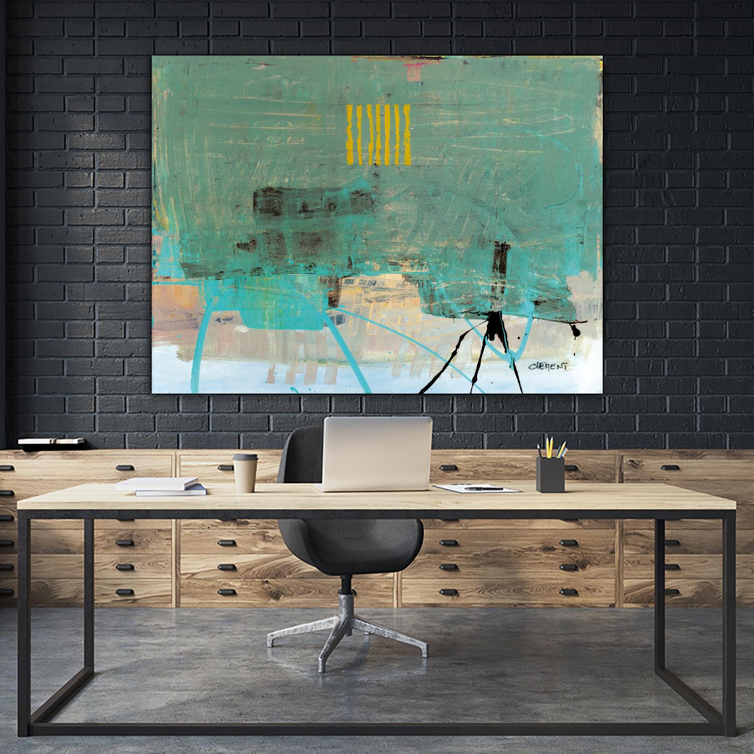 Hilarité by Jacques Clement on GIANT ART - turquoise abstract