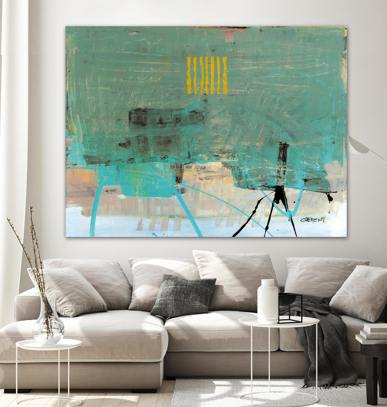 Hilarité by Jacques Clement on GIANT ART - turquoise abstract