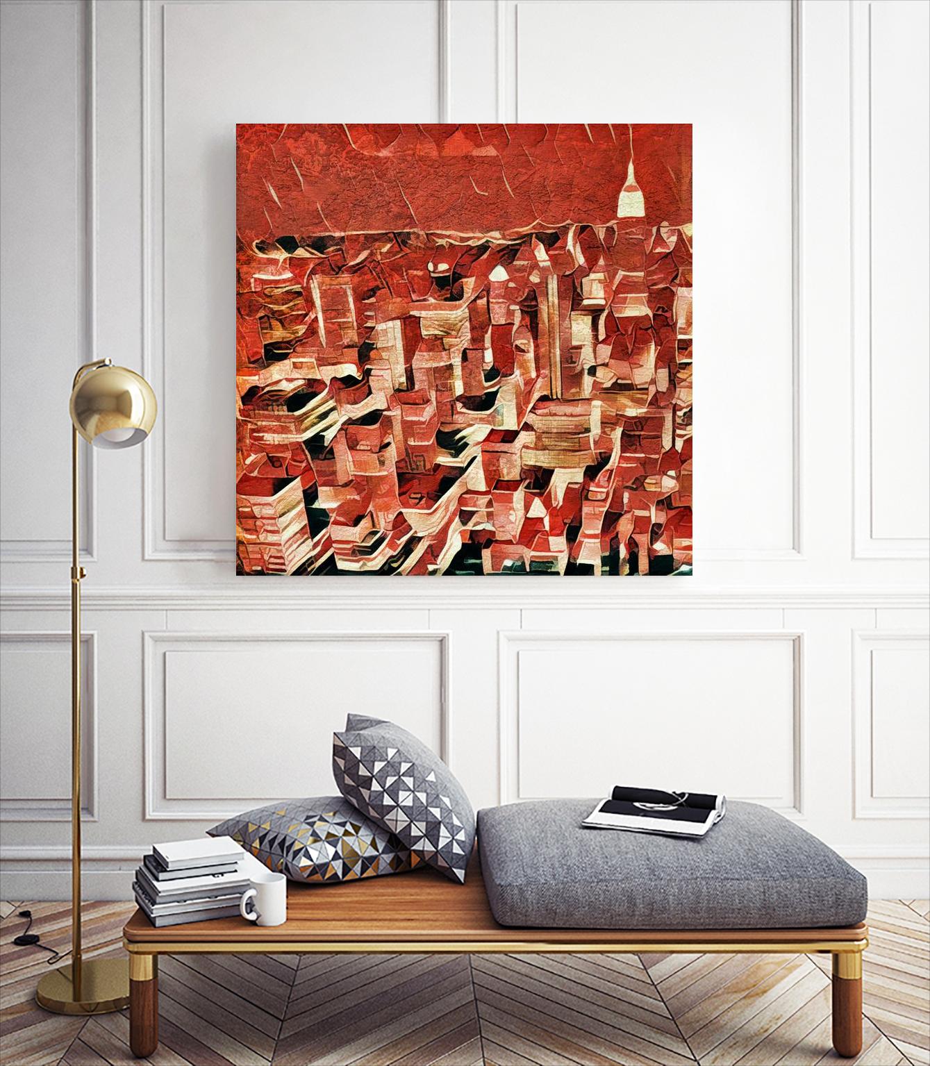 Distorted city scene 1 by Jean-François Dupuis on GIANT ART - beige architecture city center