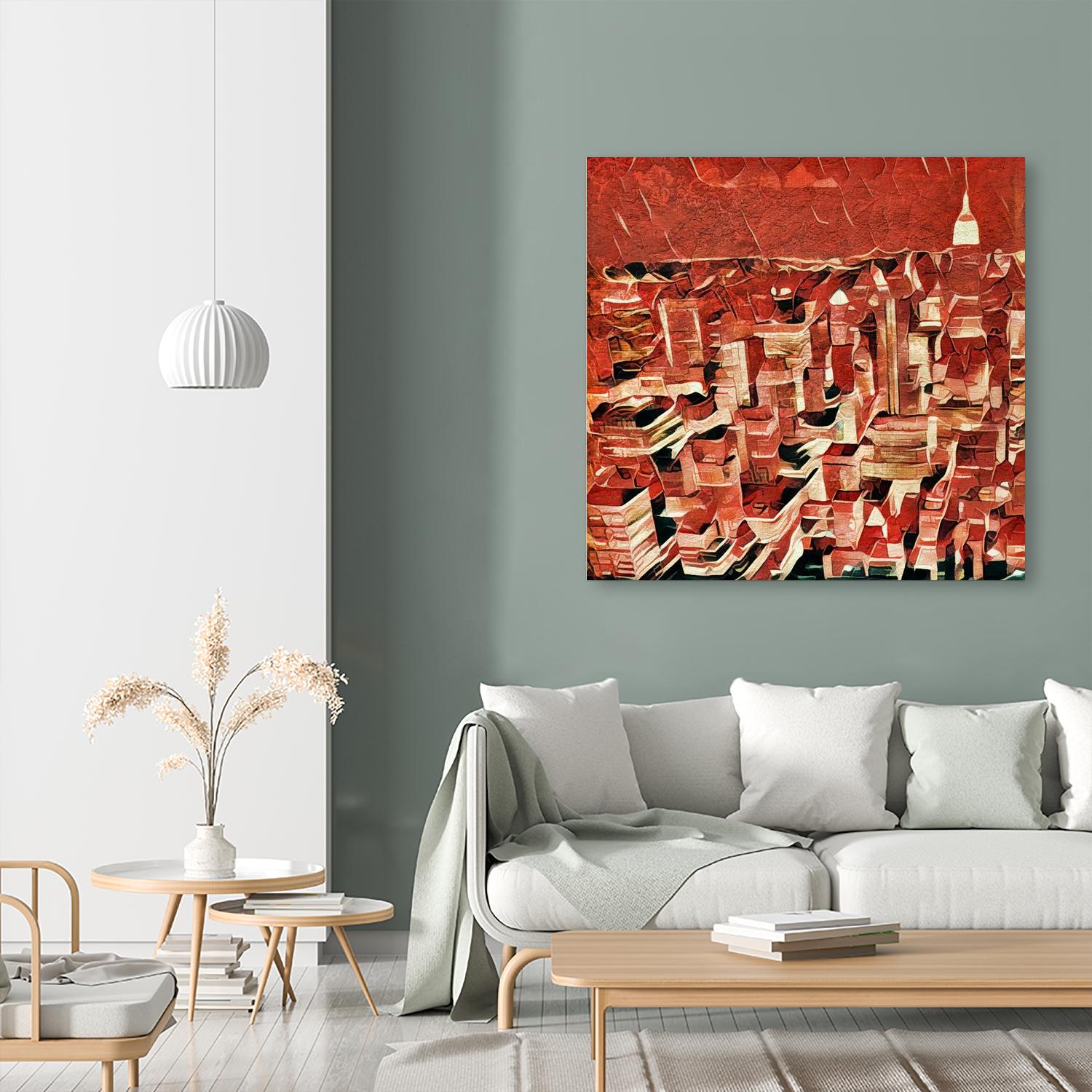 Distorted city scene 1 by Jean-François Dupuis on GIANT ART - beige architecture city center