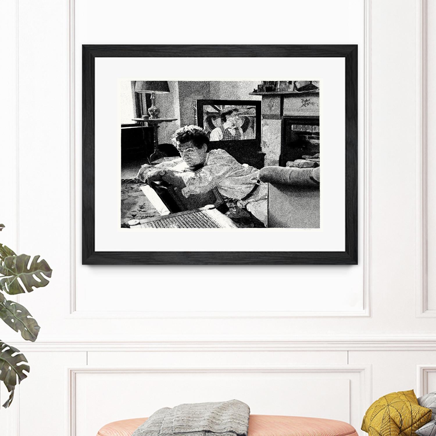 On television by Gill Alexander on GIANT ART - white black & white movie