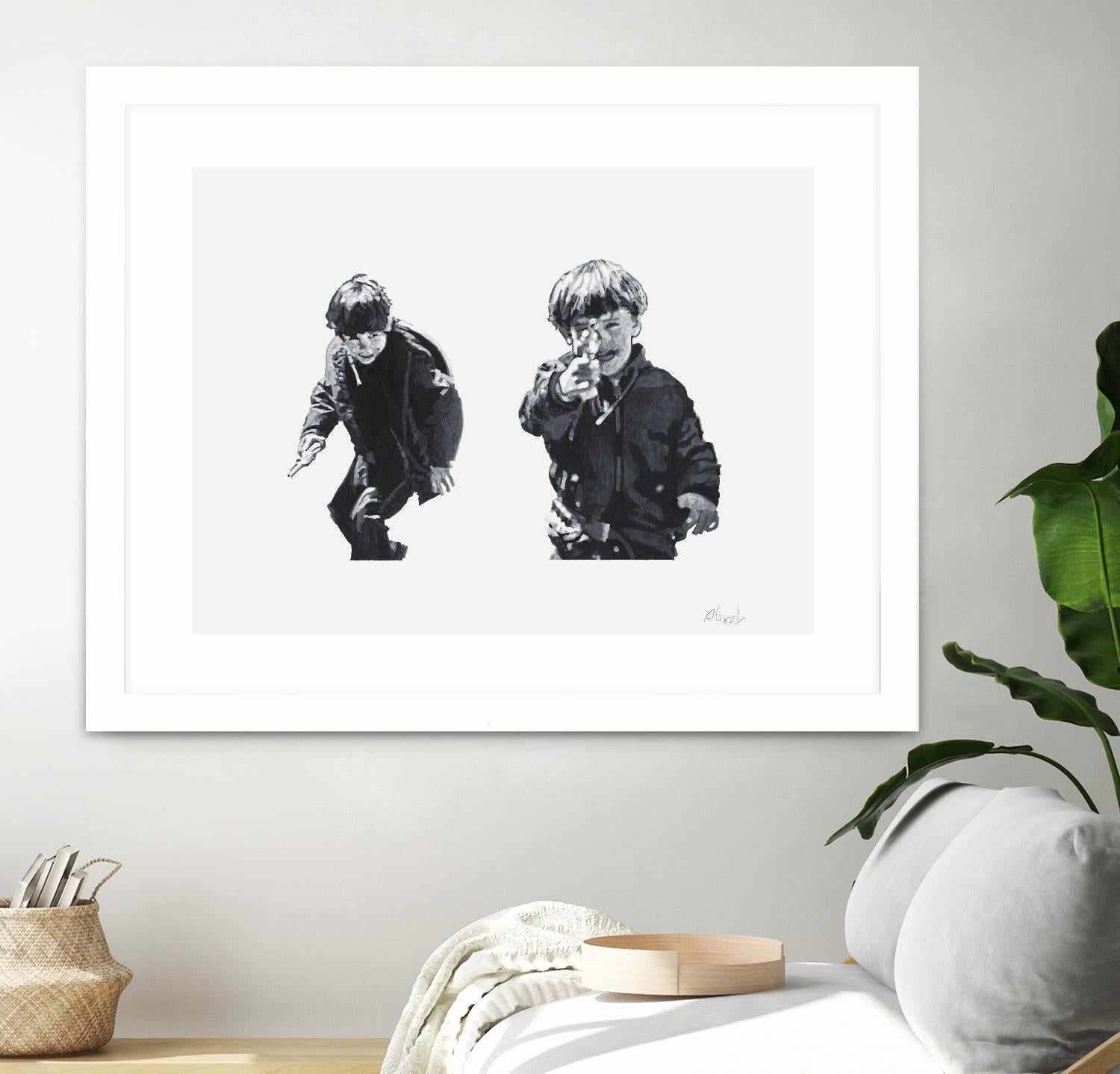 Gun Play by Gill Alexander on GIANT ART - white black & white children