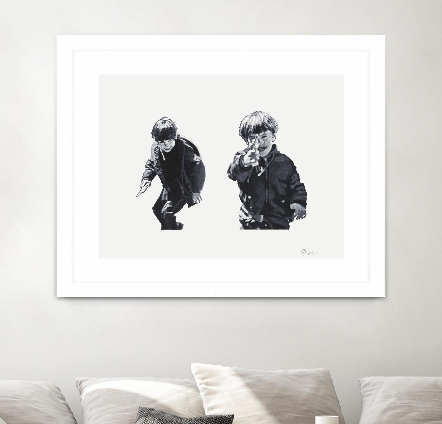 Gun Play by Gill Alexander on GIANT ART - white black & white children