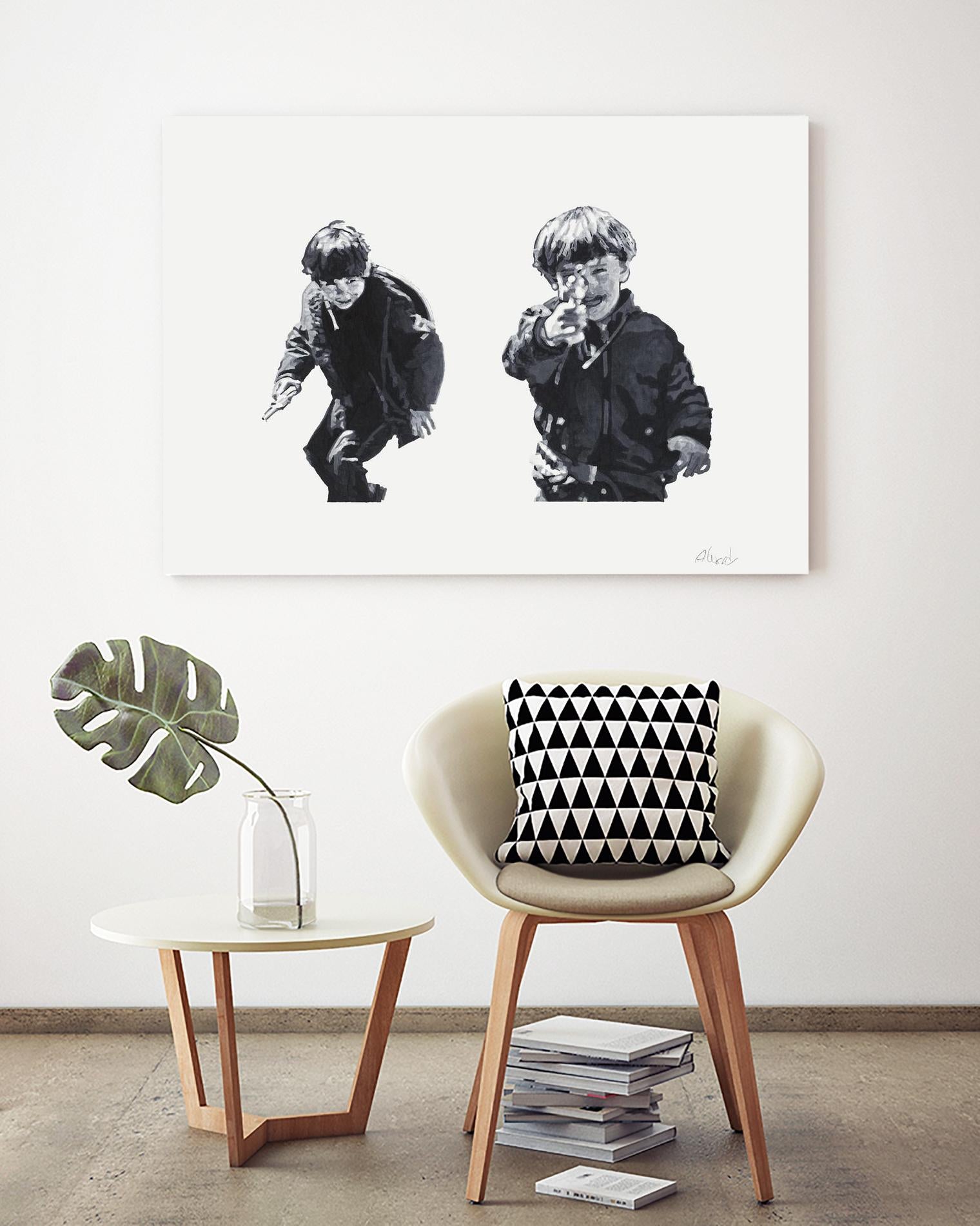 Gun Play by Gill Alexander on GIANT ART - white black & white children