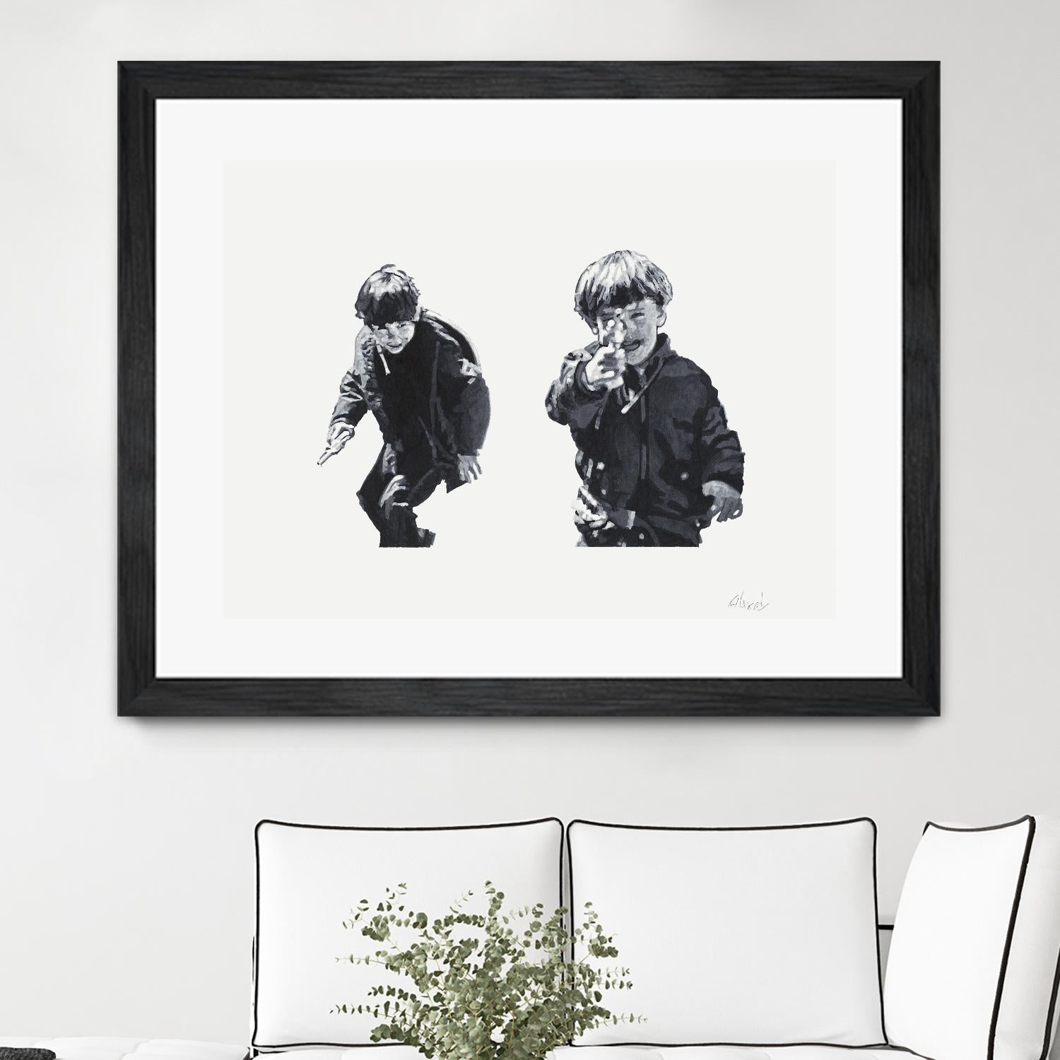 Gun Play by Gill Alexander on GIANT ART - white black & white children