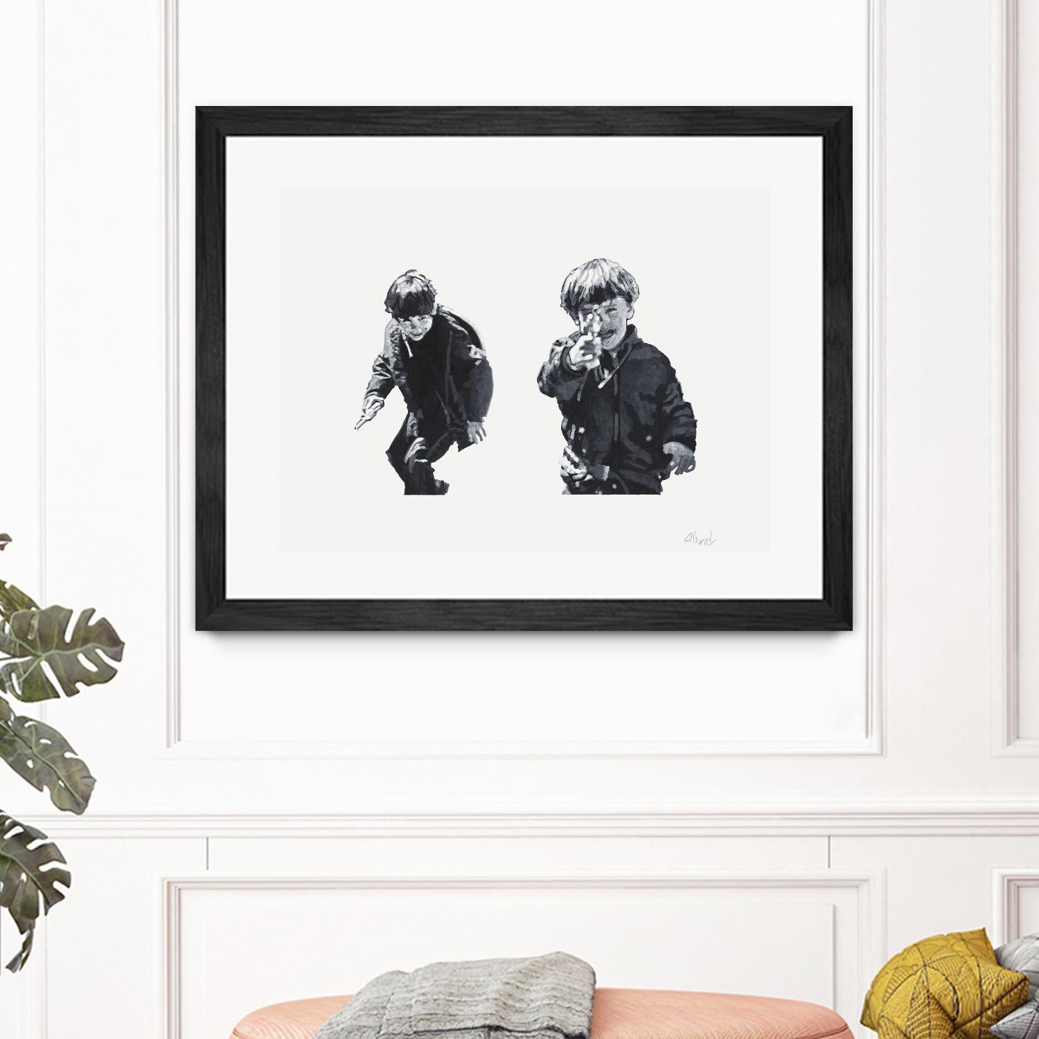 Gun Play by Gill Alexander on GIANT ART - white black & white children