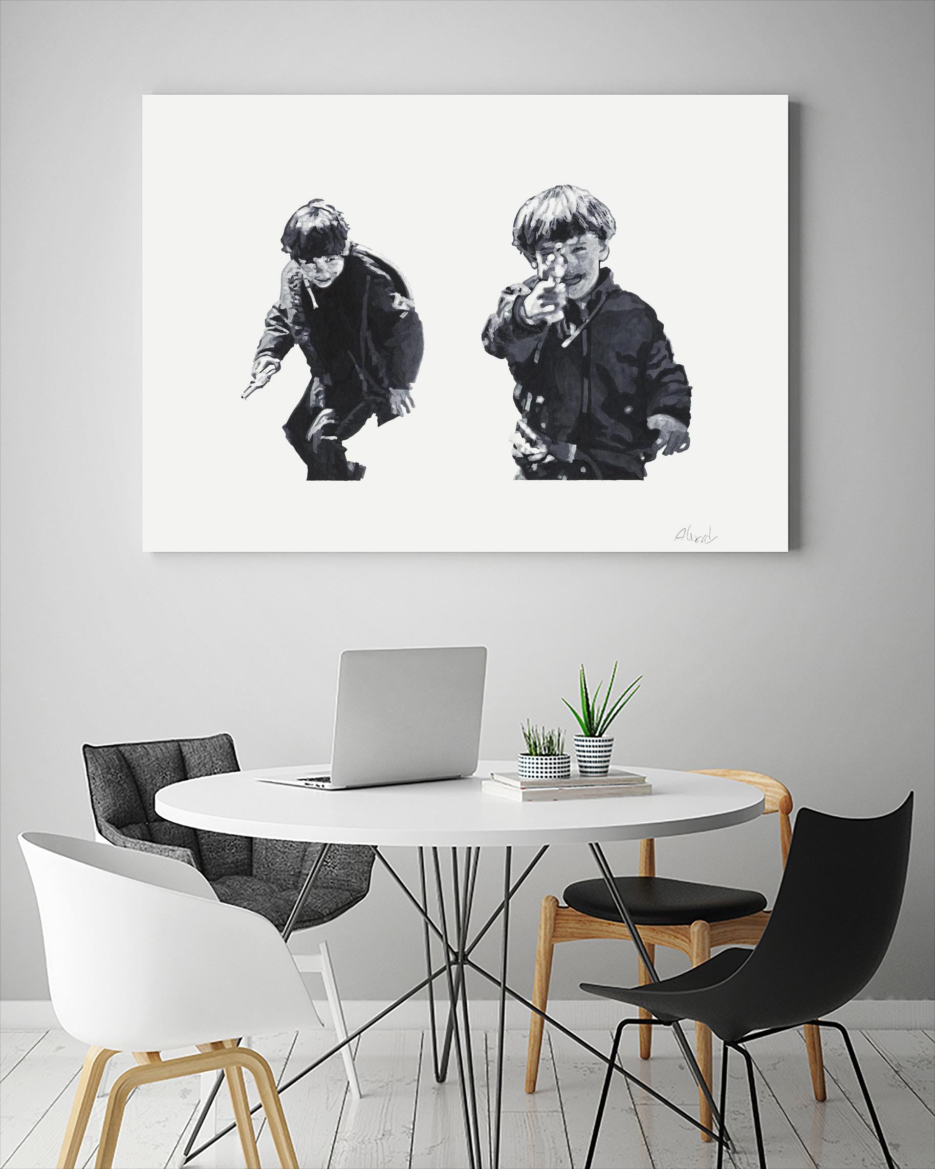 Gun Play by Gill Alexander on GIANT ART - white black & white children