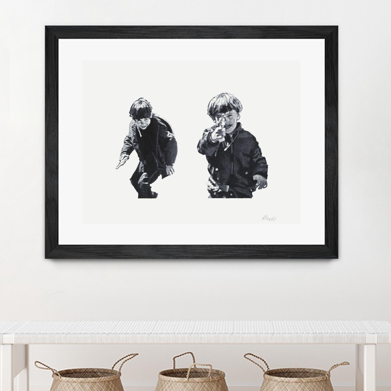 Gun Play by Gill Alexander on GIANT ART - white black & white children