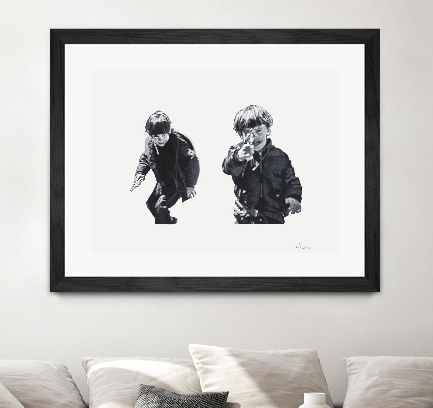 Gun Play by Gill Alexander on GIANT ART - white black & white children