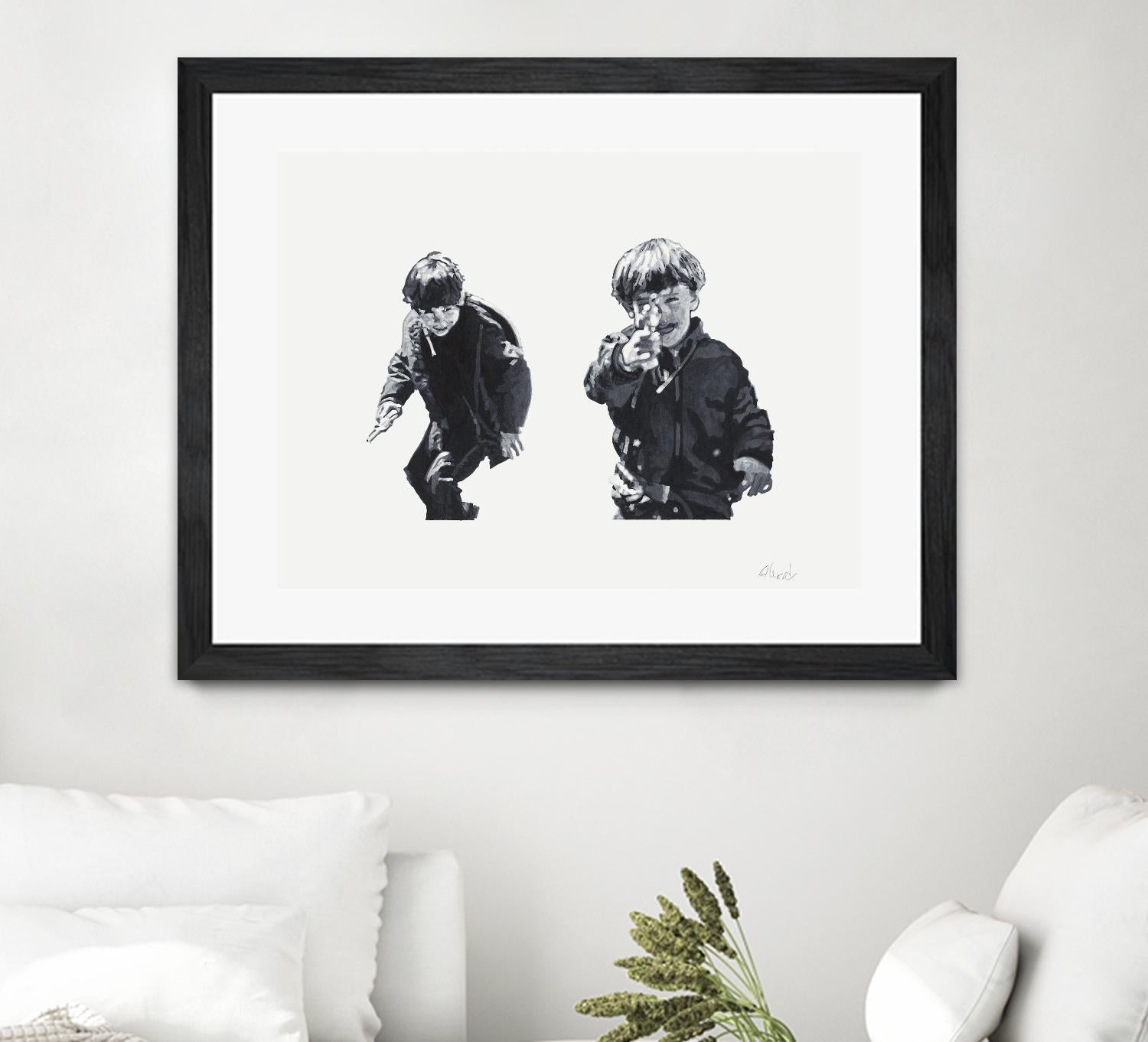 Gun Play by Gill Alexander on GIANT ART - white black & white children