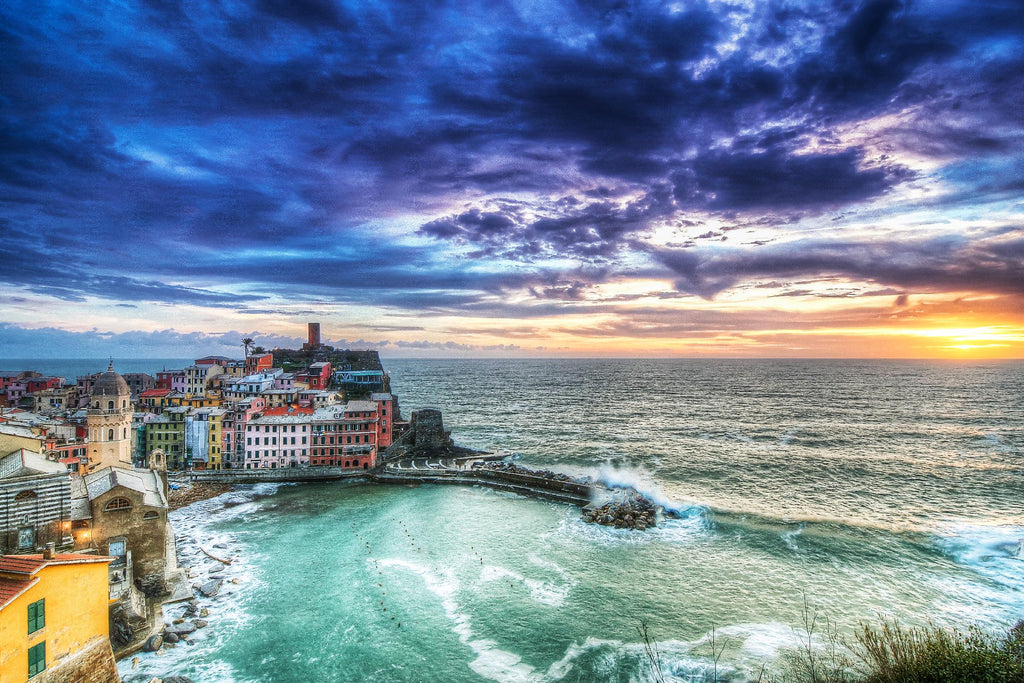 Vernazza Sunset, Cinque Terre, Italy by Nick Jackson on GIANT ART - blue photo art