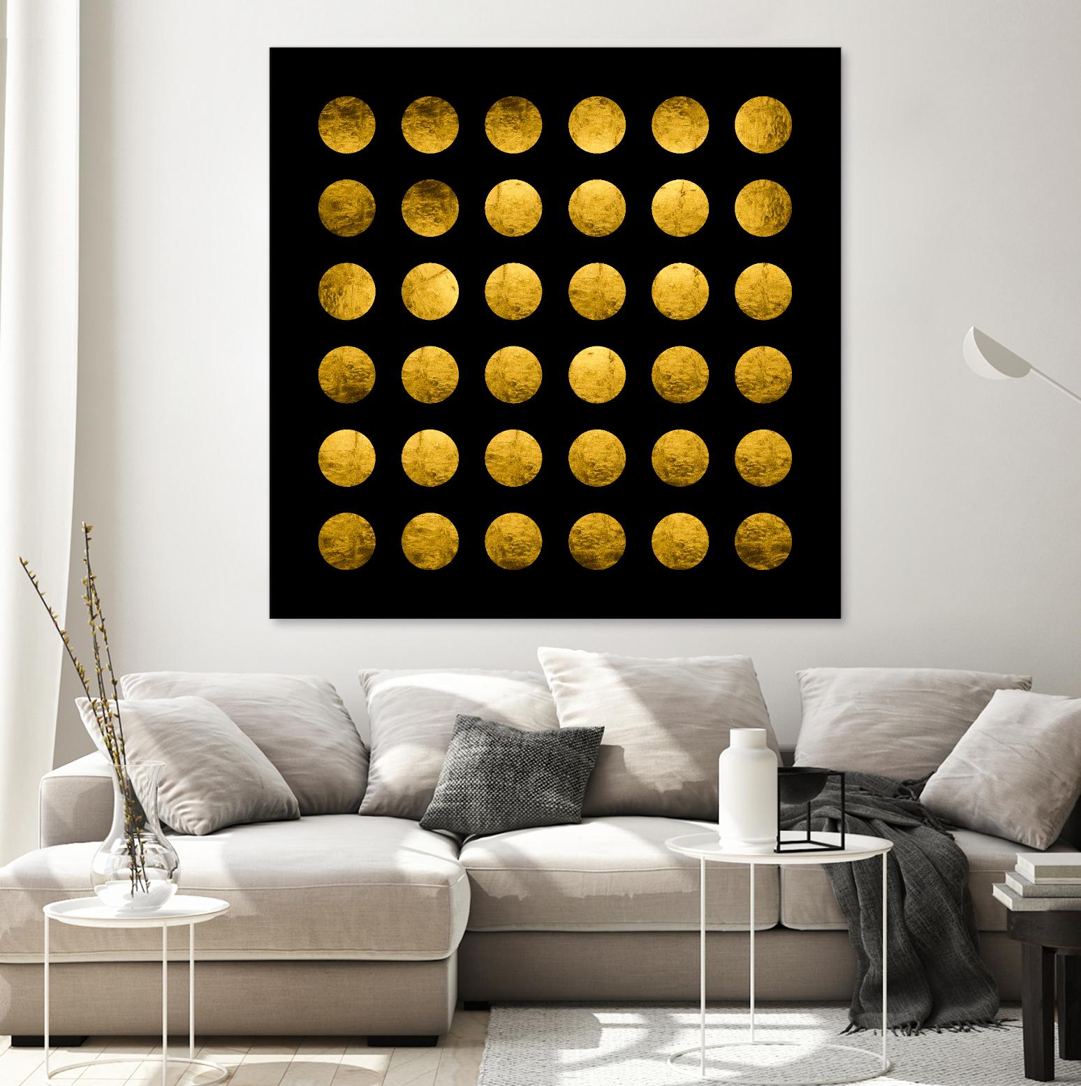 Golden Spots Black by Daniel Stanford on GIANT ART - gold shapes polka dots