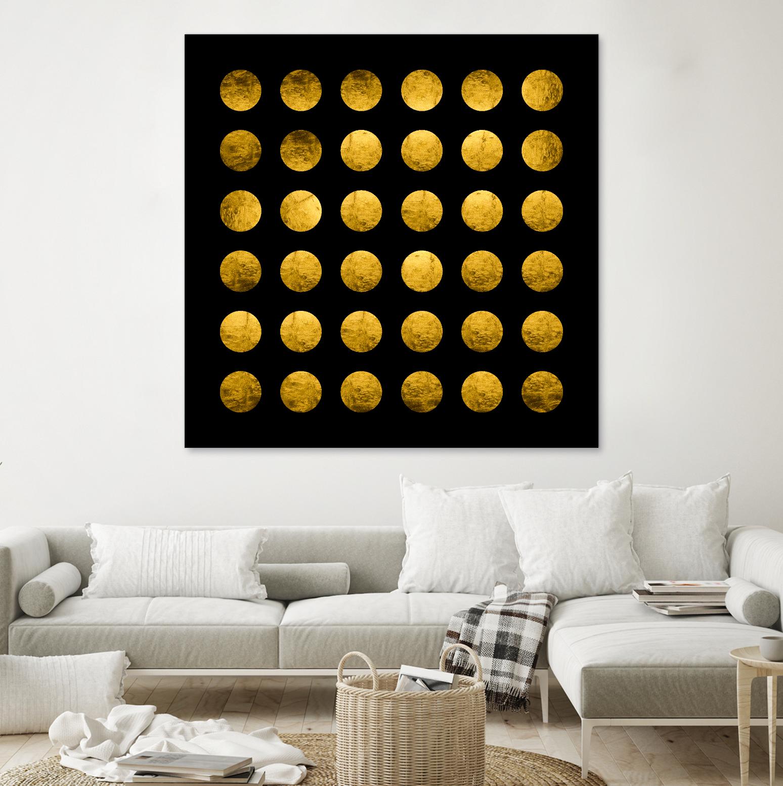 Golden Spots Black by Daniel Stanford on GIANT ART - gold shapes polka dots