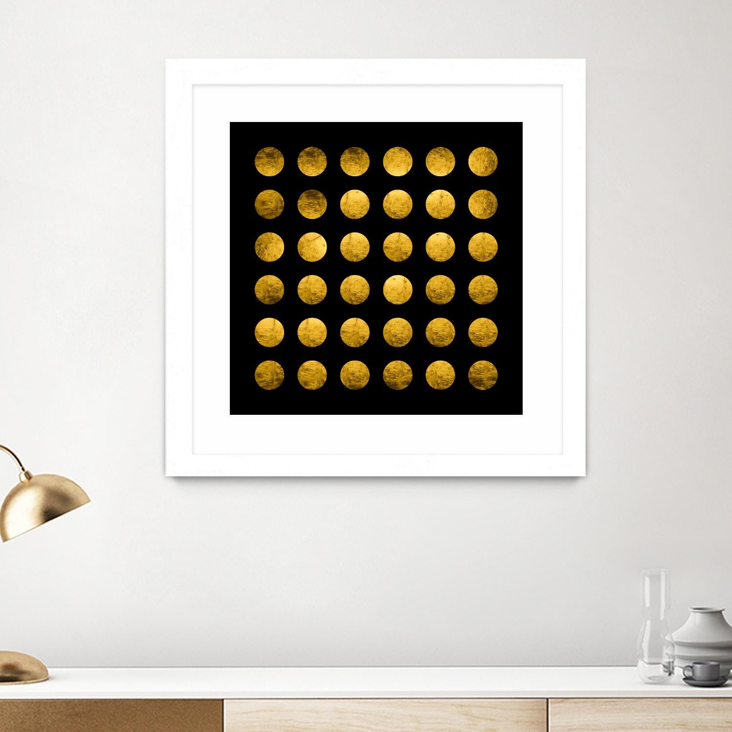 Golden Spots Black by Daniel Stanford on GIANT ART - gold shapes polka dots