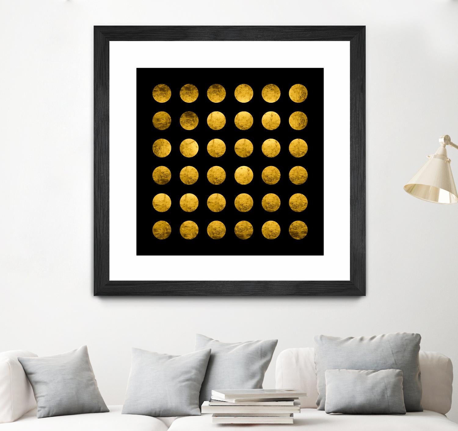 Golden Spots Black by Daniel Stanford on GIANT ART - gold shapes polka dots