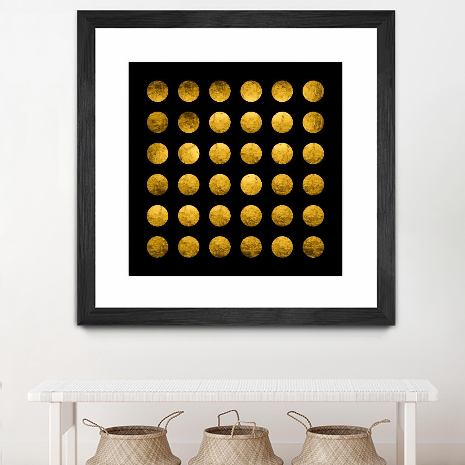 Golden Spots Black by Daniel Stanford on GIANT ART - gold shapes polka dots