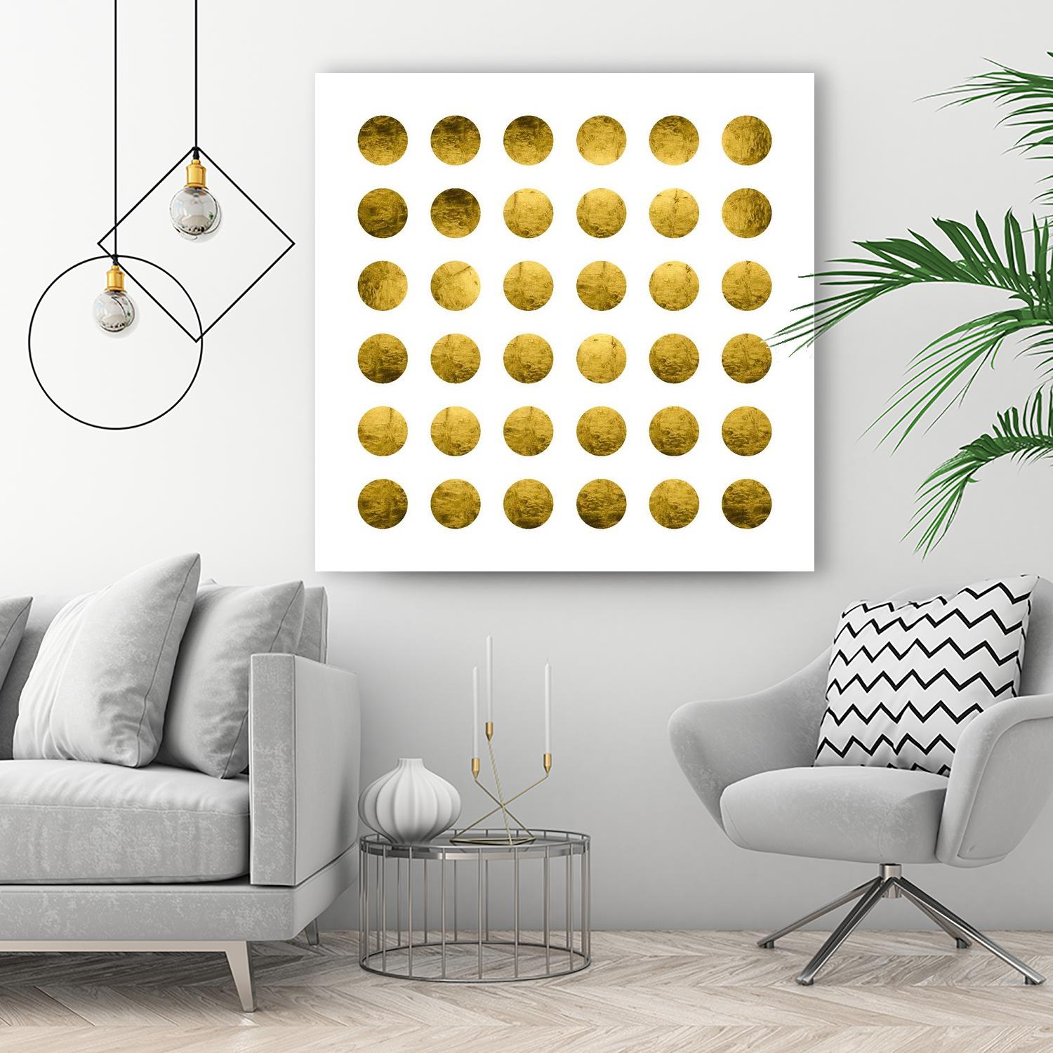 Golden Spots White by Daniel Stanford on GIANT ART - gold abstract