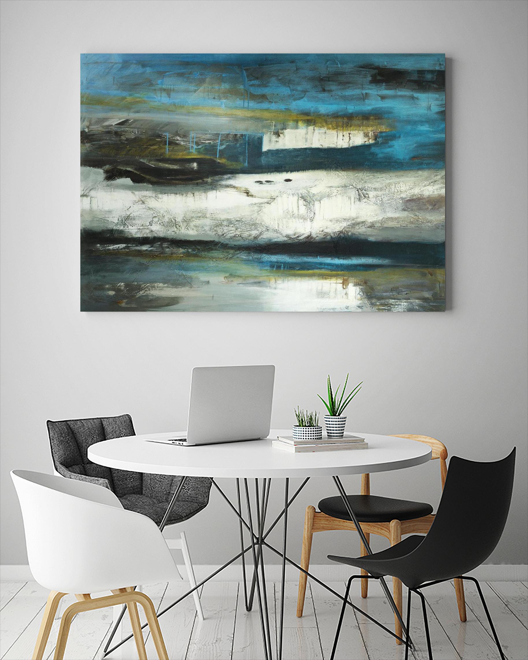 2018-02-12 by Kathleen Cloutier on GIANT ART - green abstract artiste québécois