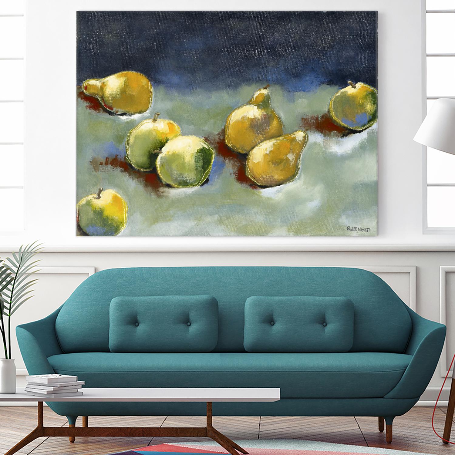 Sun-Kissed Fruit by Bram Rubinger on GIANT ART - green still life apple