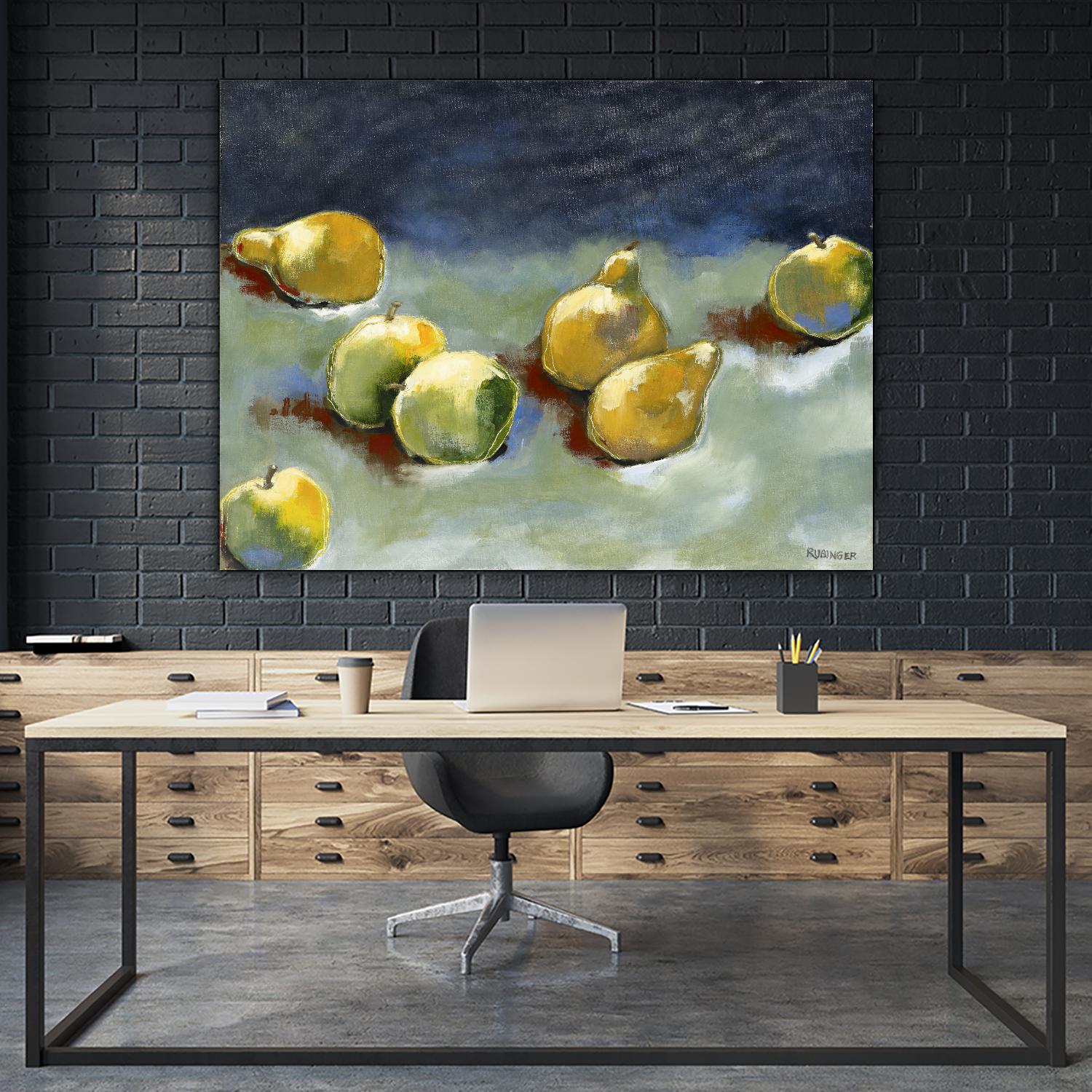Sun-Kissed Fruit by Bram Rubinger on GIANT ART - green still life apple