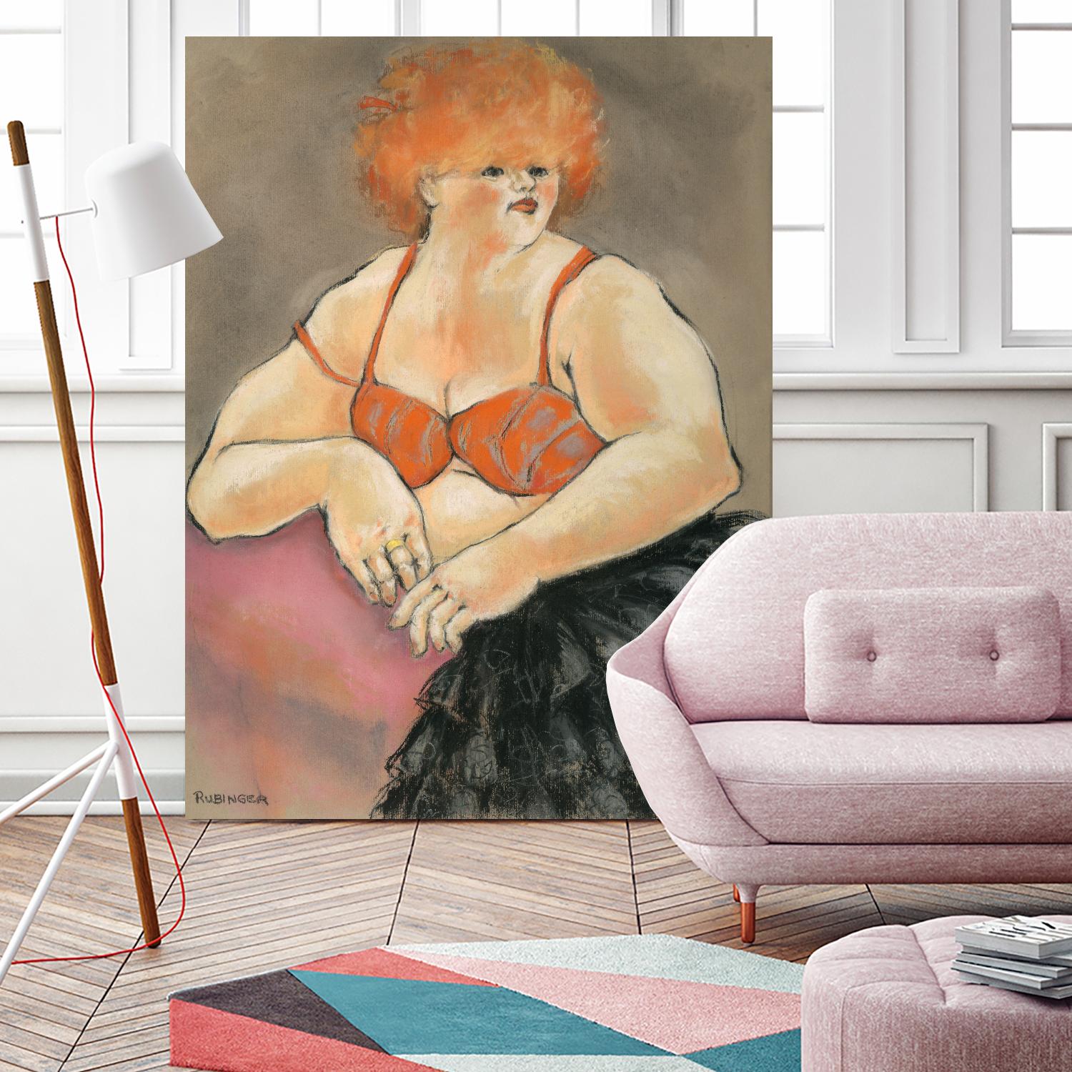 Hommage a la Goulue 2 by Bram Rubinger on GIANT ART - orange figurative drawing