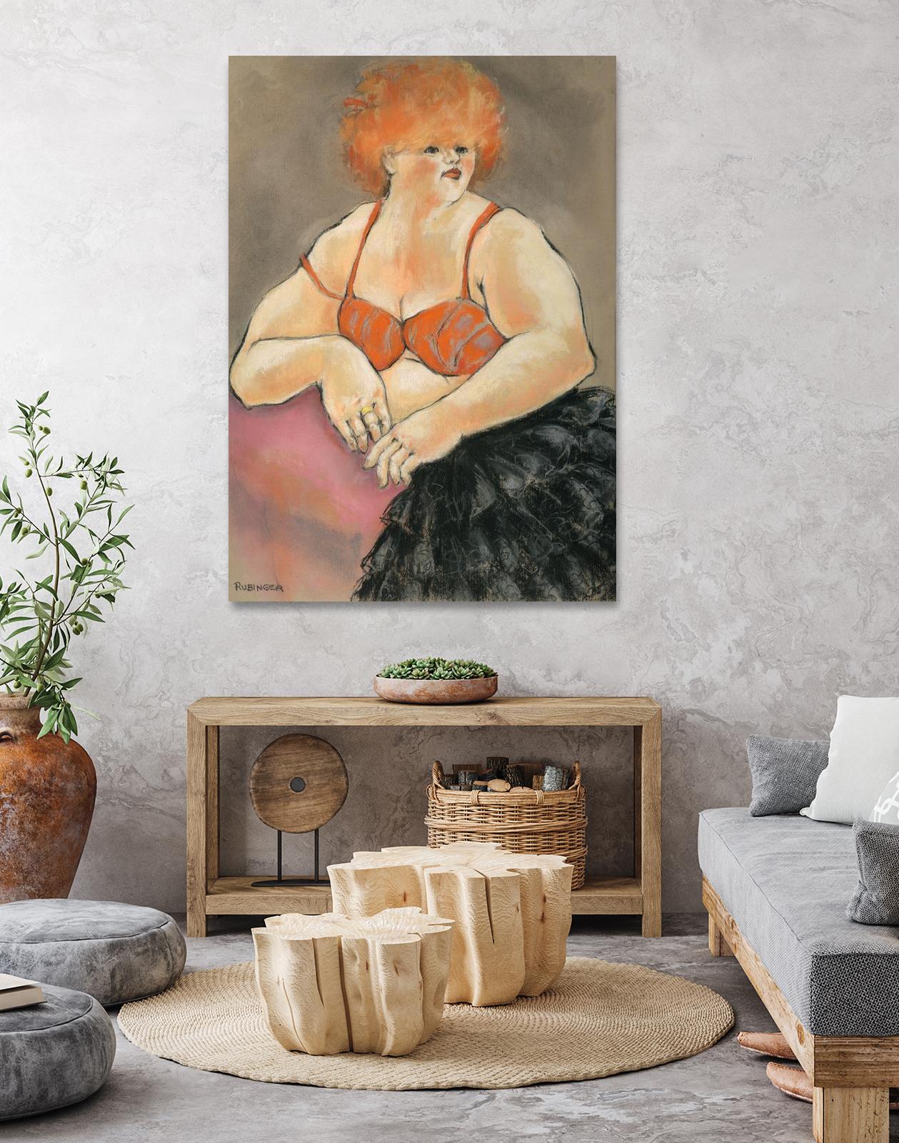 Hommage a la Goulue 2 by Bram Rubinger on GIANT ART - orange figurative drawing